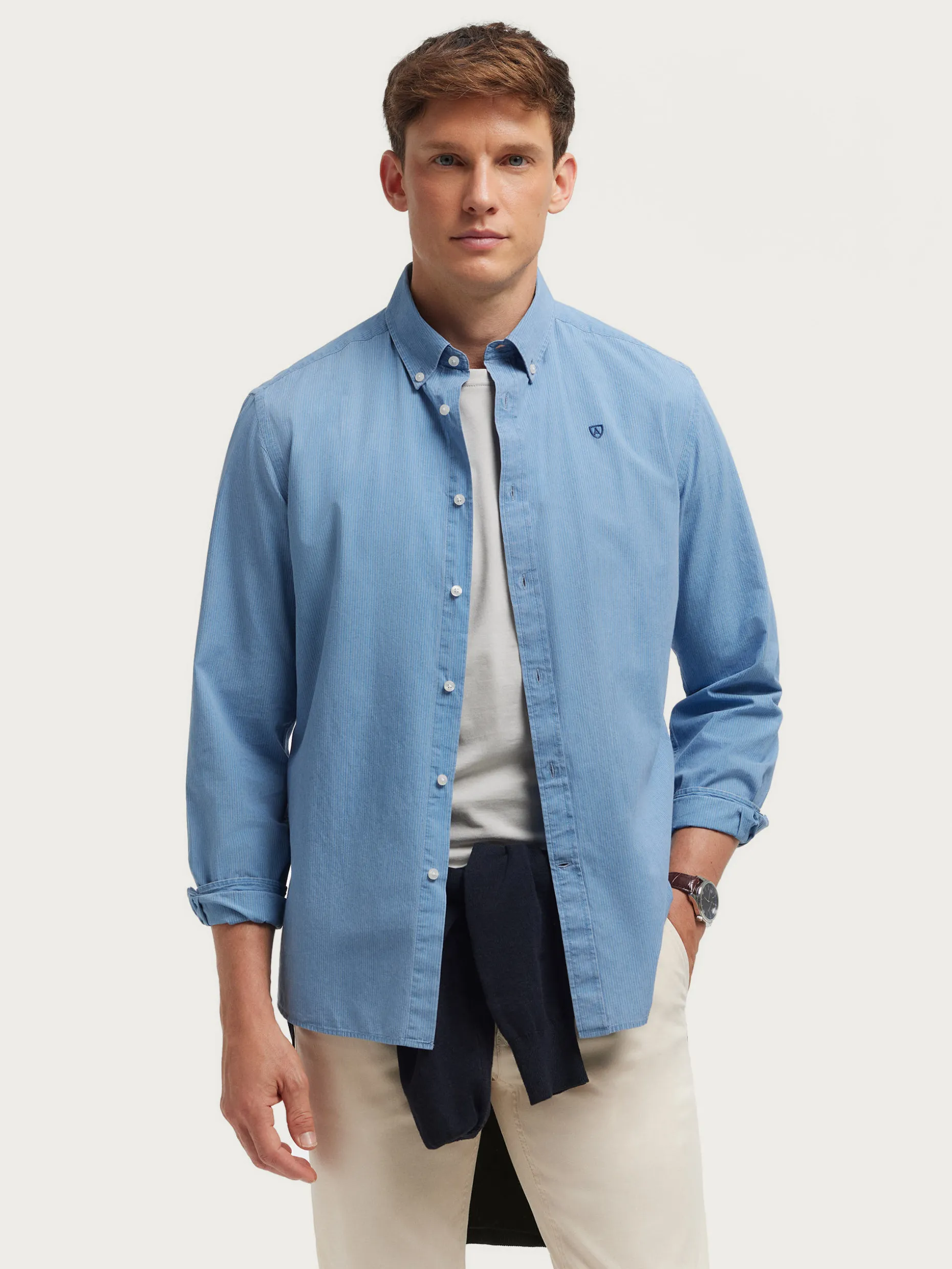 Camicia in Denim a Righe Stilosa - Collezione Alvaro Moreno | Tocco Artigianale & Prezzo Accessibile