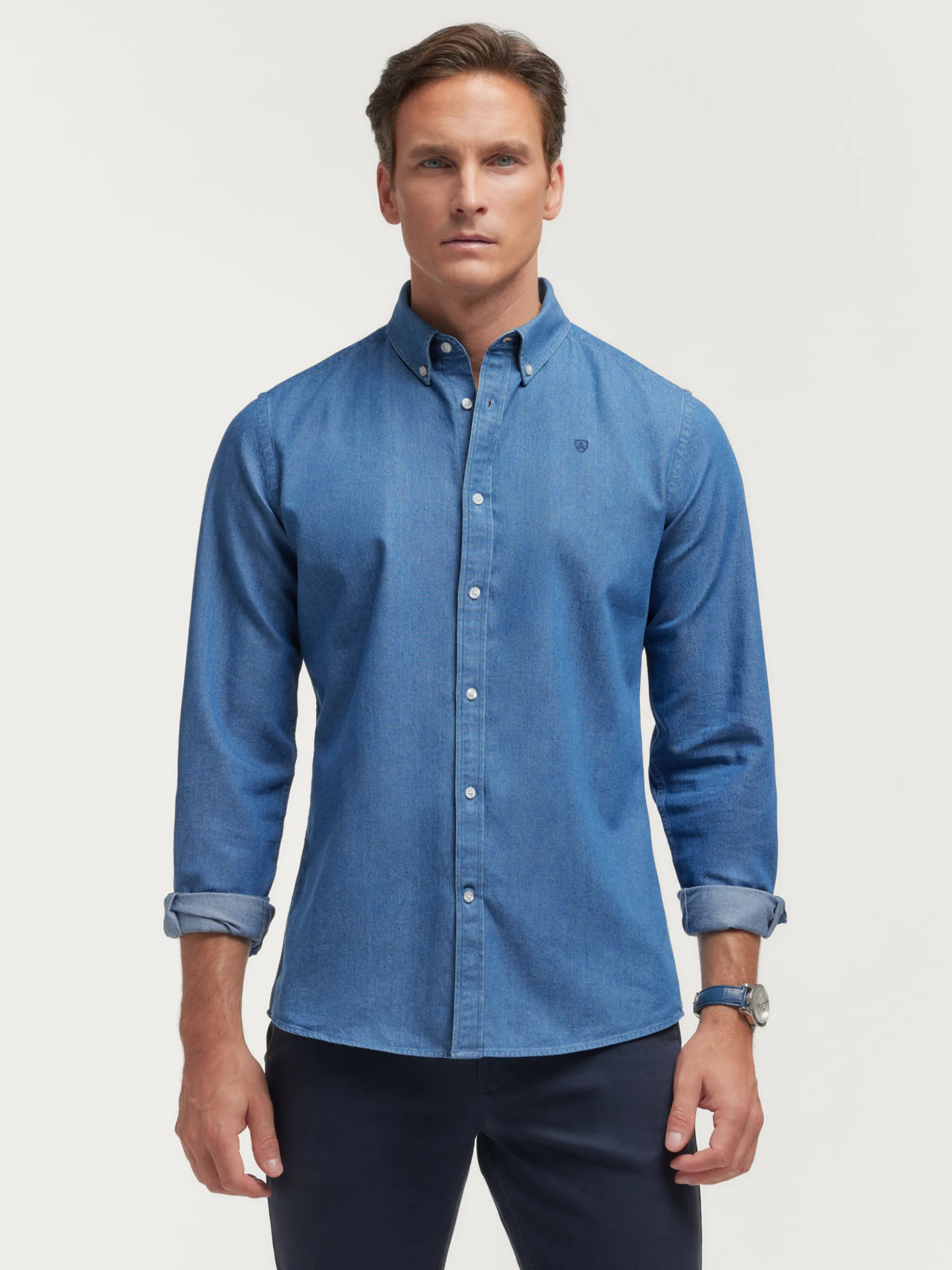 Camicia Casual in Denim Slub con Design Moderno di Alvaro Moreno - Novità Stagionale
