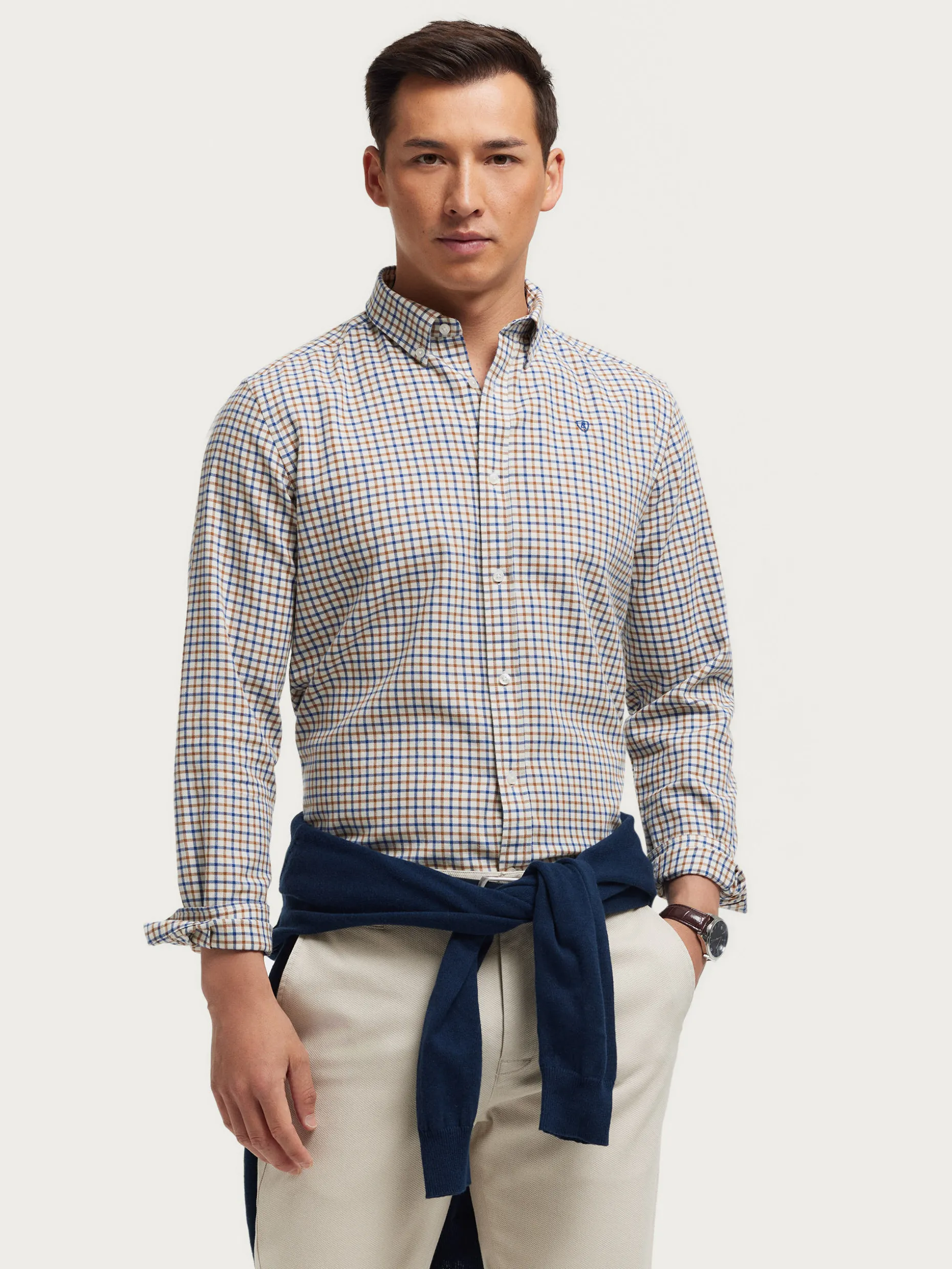Camicia in Flanella Alvaro Moreno - Tessuto Morbido con Motivo Scozzese, Stile Classico Autunnale per Uomo