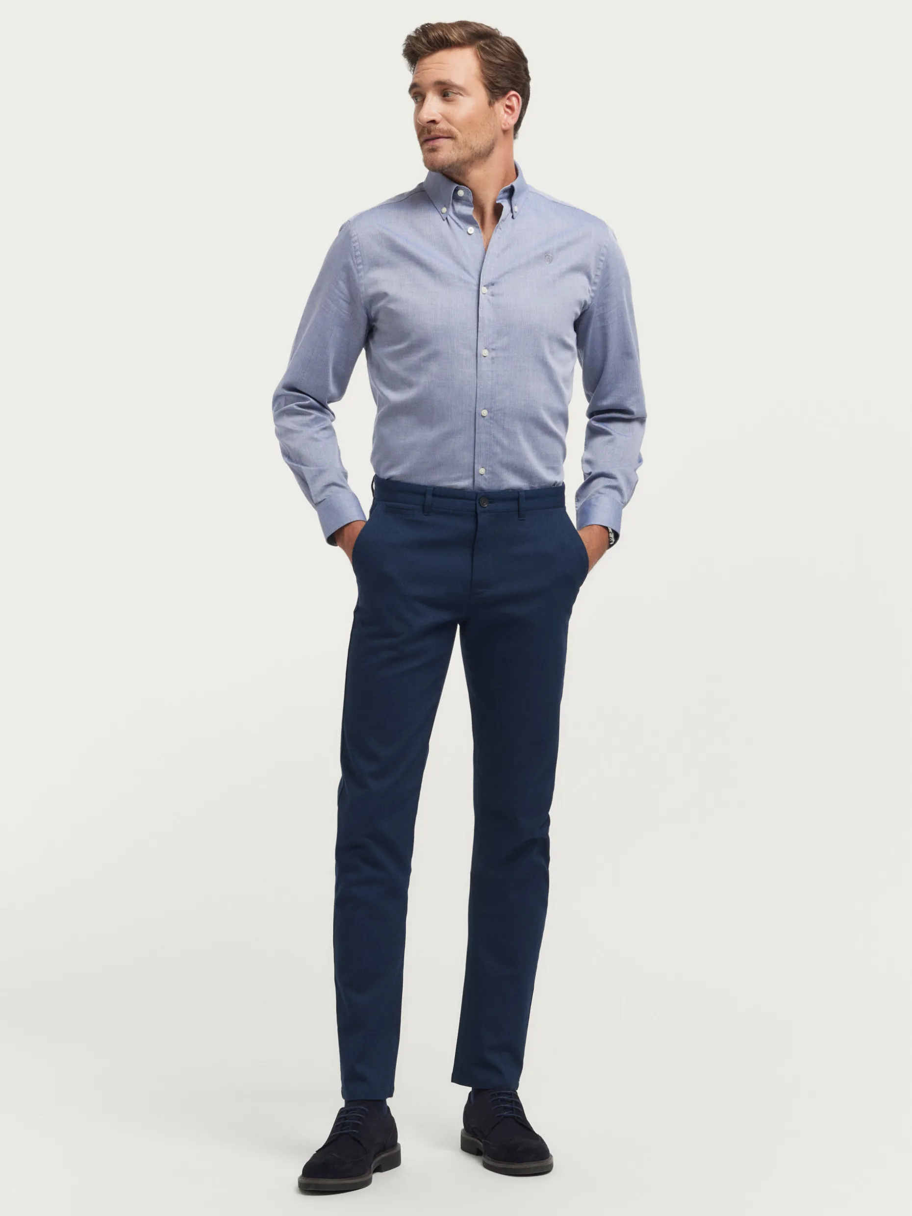 Álvaro Moreno Camicia Uomo in Tessuto Microspiga Premium - Design Esclusivo per Stile Casual Elegante