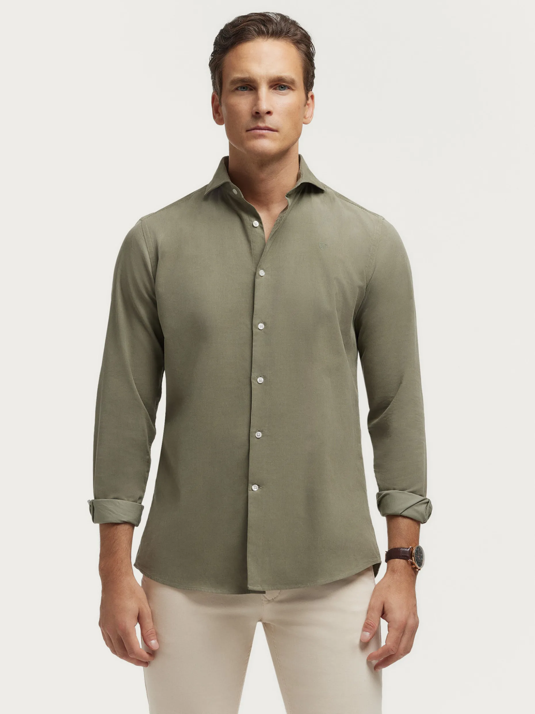 Camicia in Microvelluto Verde con Giacchetta - Stile Alvaro Moreno Fashion