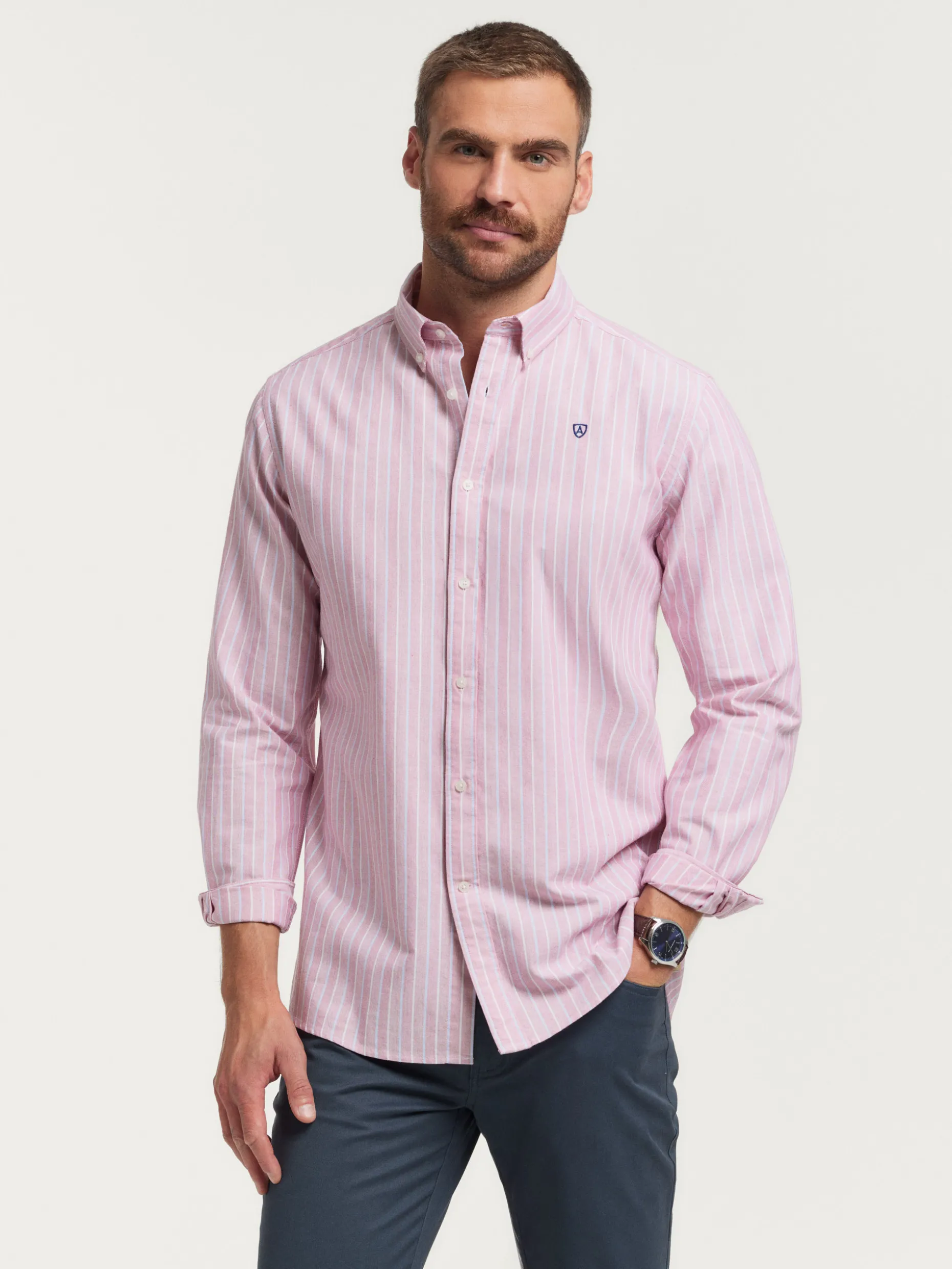 Camicia Oxford Elegante a Righe - Design Esclusivo di Alvaro Moreno in Offerta Limitata