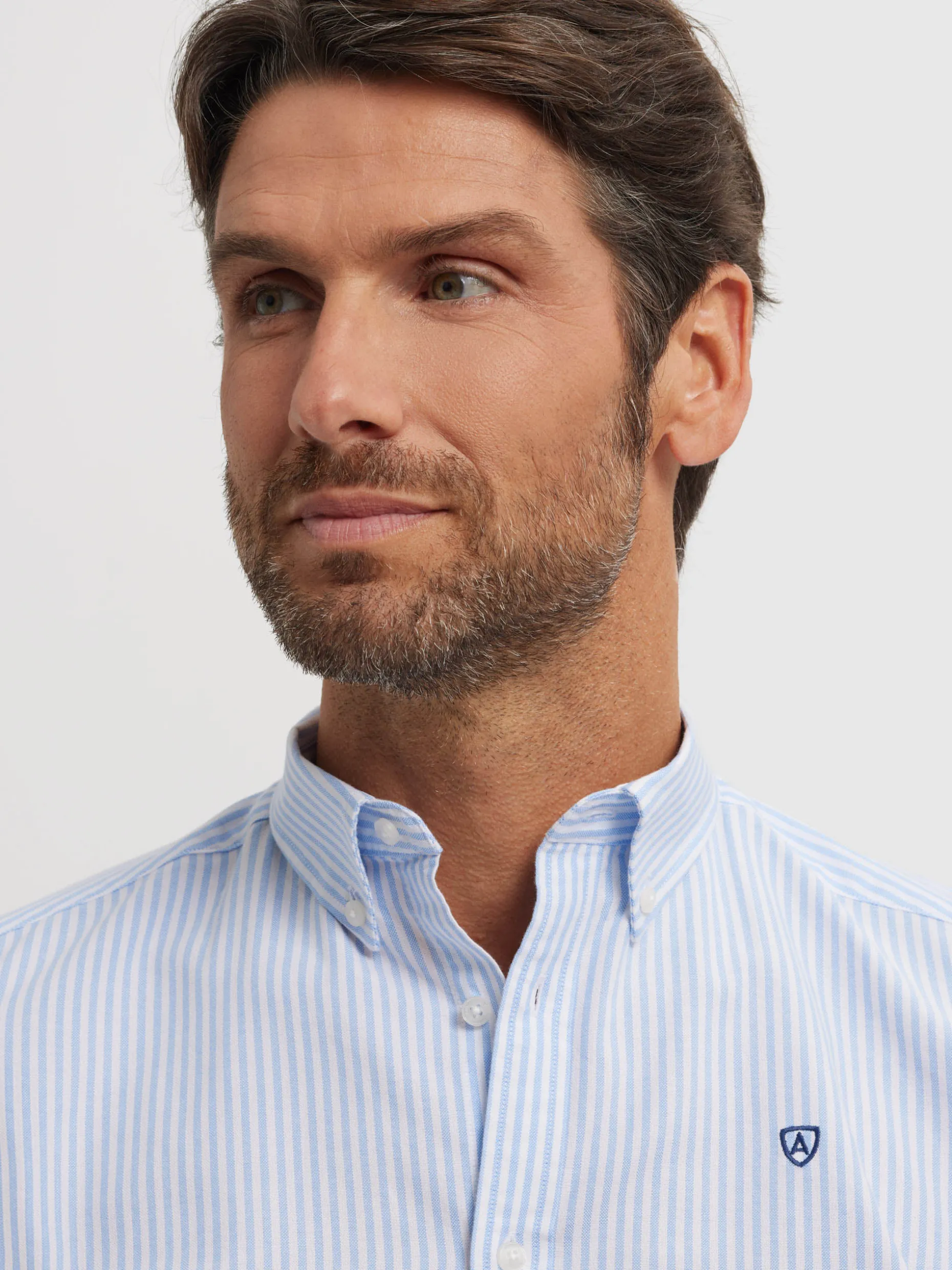 Camicia Oxford Uomo a Righe Sottili - Modello Classico con Finiture Premium | Promozione Estiva Alvaro Moreno