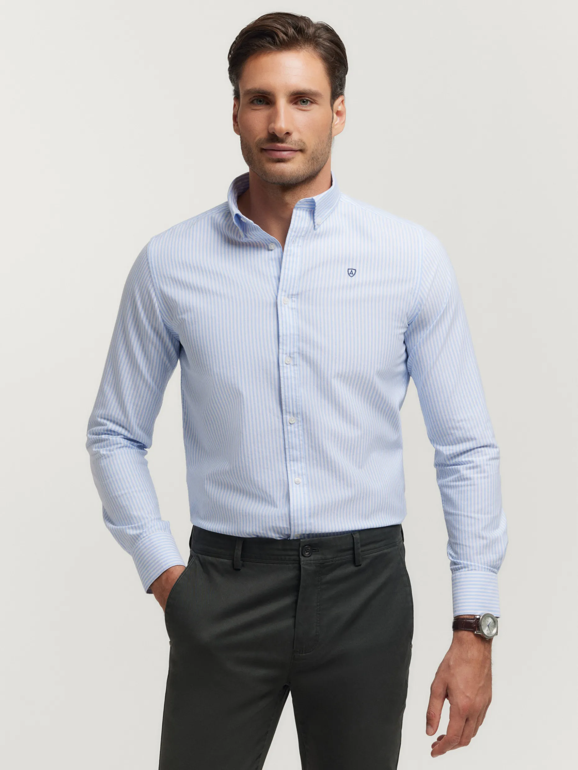 Camicia Oxford a Righe Uomo - Nuova Collezione Alvaro Moreno | Stile Casual Elegante con Trama Classica