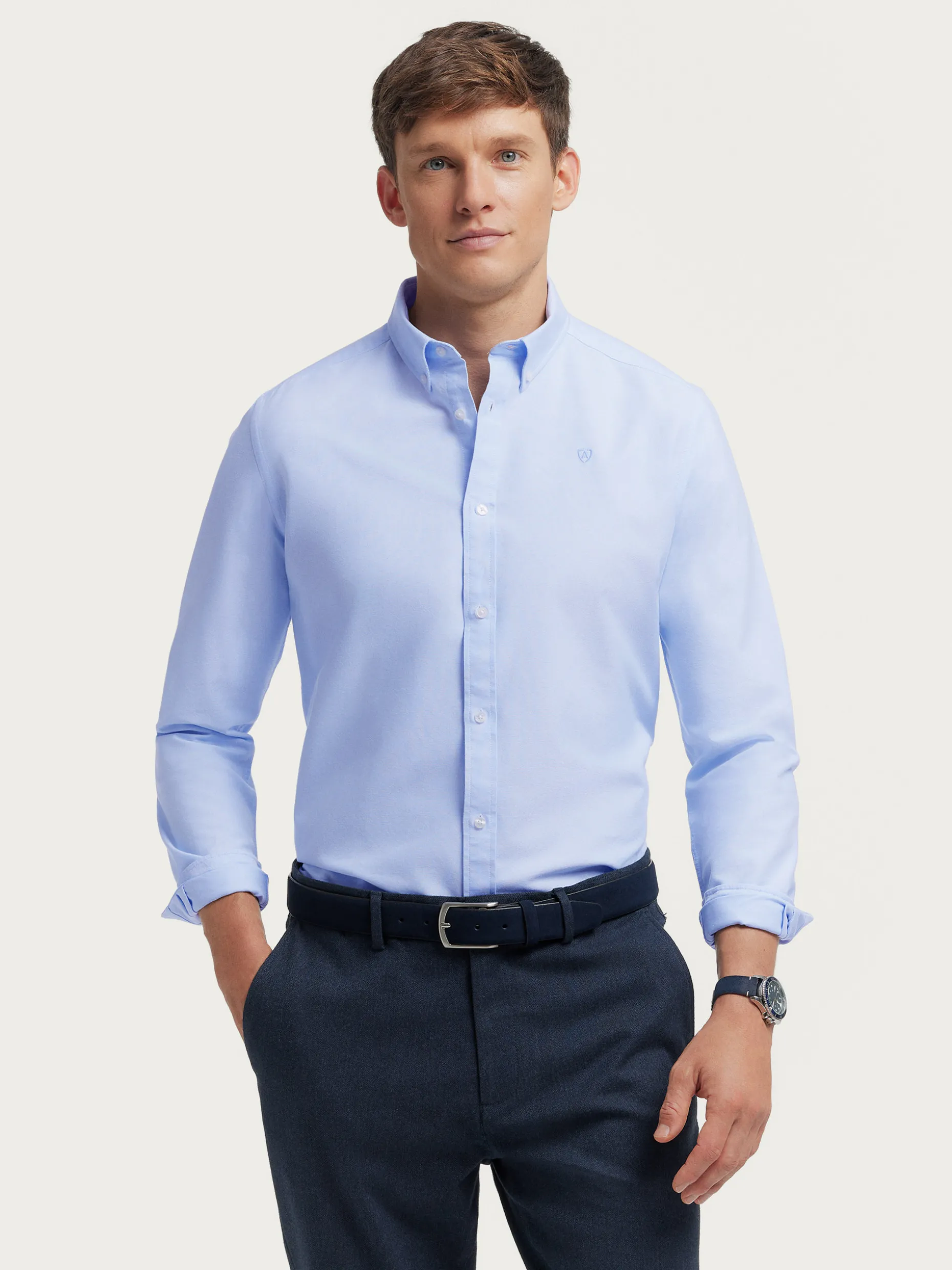 Camicia Oxford Classica in Tessuto Unicolore - Alvaro Moreno | Outlet Esclusivo
