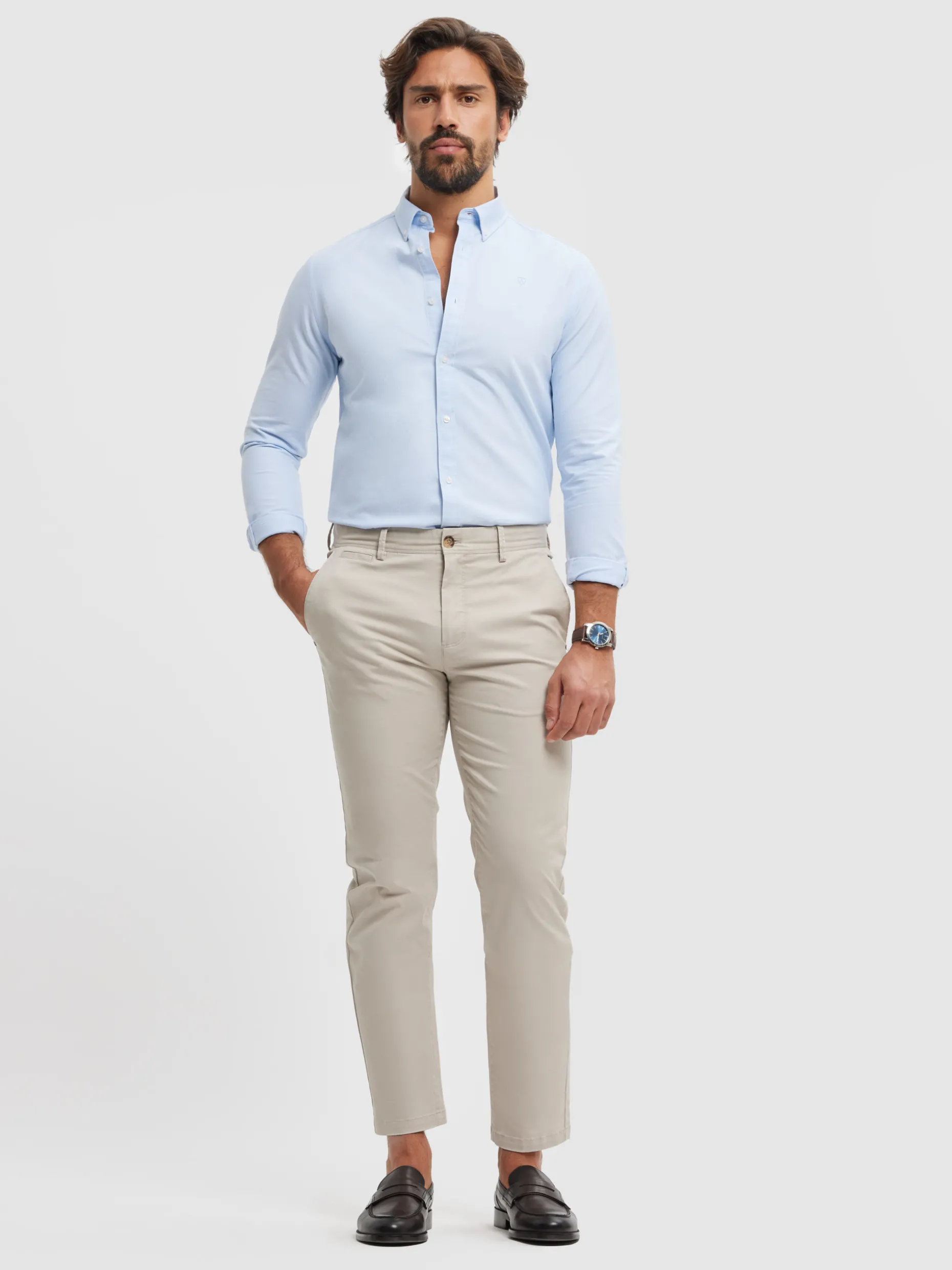 Camicia Uomo in Tessuto Oxford Tinta Unita - Stile Casual Elegante da Alvaro Moreno