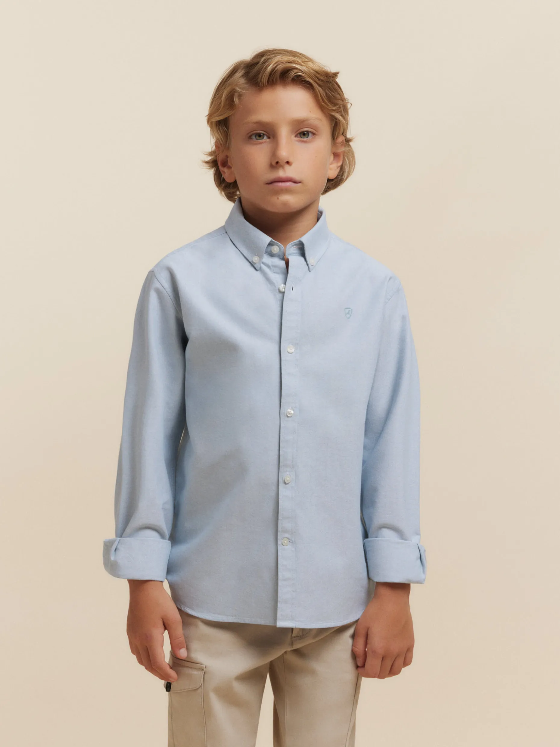 Promozione Imperdibile: Camicia Oxford Tinta Unita per Ragazzi - Stile Comodo e Senza Tempo da Alvaro Moreno