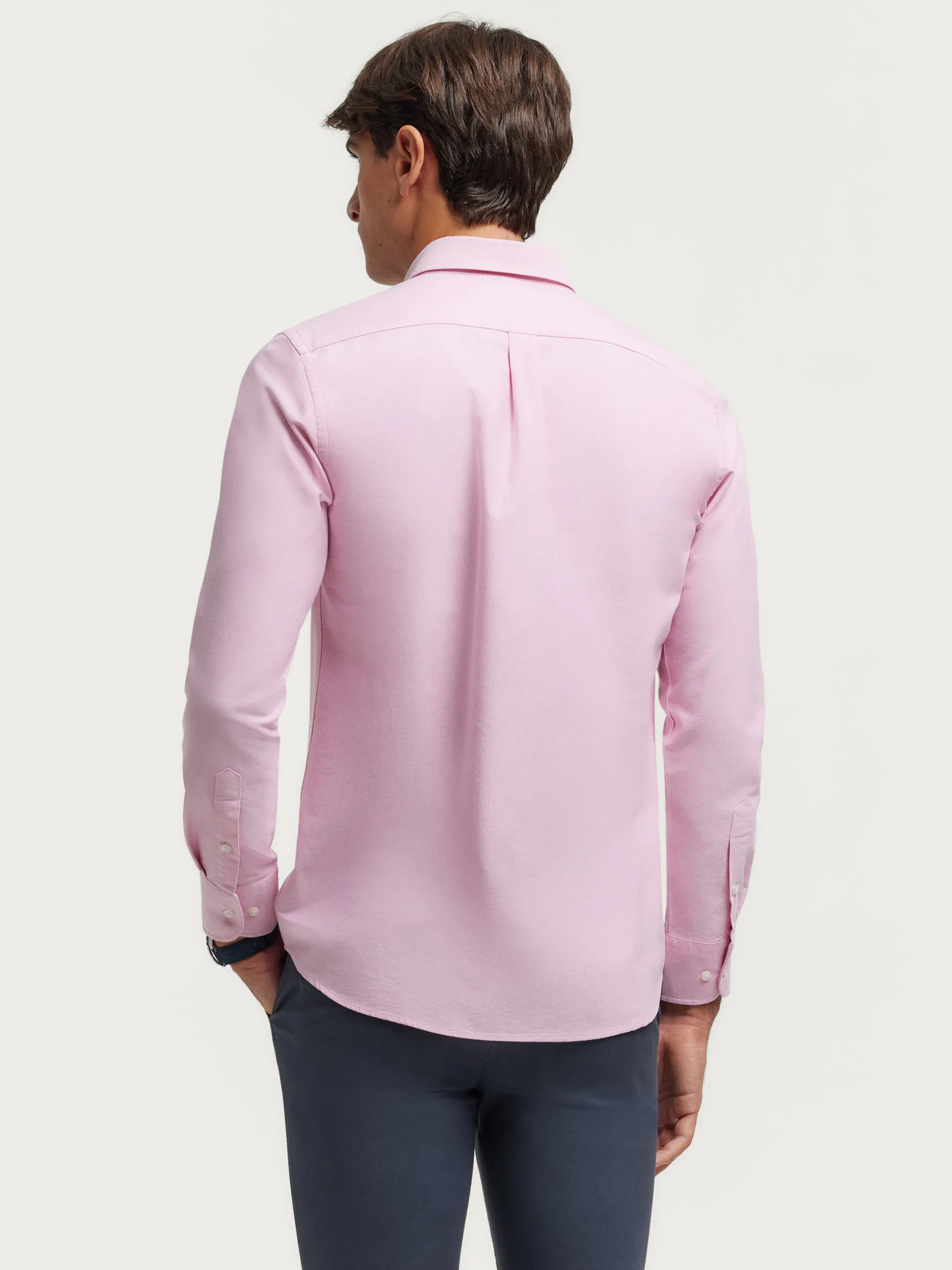 Alvaro Moreno - Camicetta Oxford in Tinta Unita, Eleganza Classica con Trama A Spina di Pesce | Tessuto Premium e Fodera Morbida | Taglio Slim Fit per Look Contemporaneo | Disponibile Online