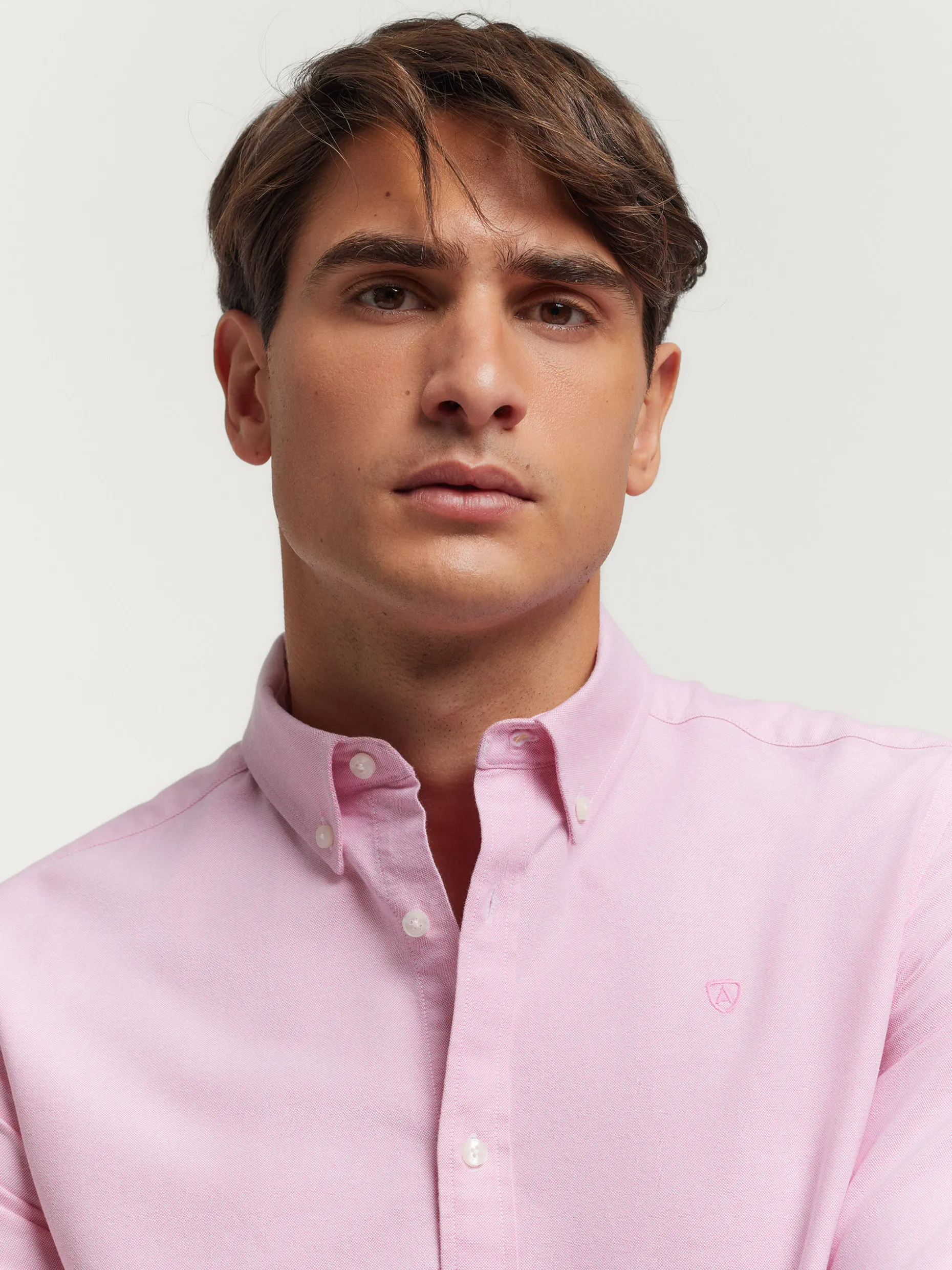 Alvaro Moreno - Camicetta Oxford in Tinta Unita, Eleganza Classica con Trama A Spina di Pesce | Tessuto Premium e Fodera Morbida | Taglio Slim Fit per Look Contemporaneo | Disponibile Online