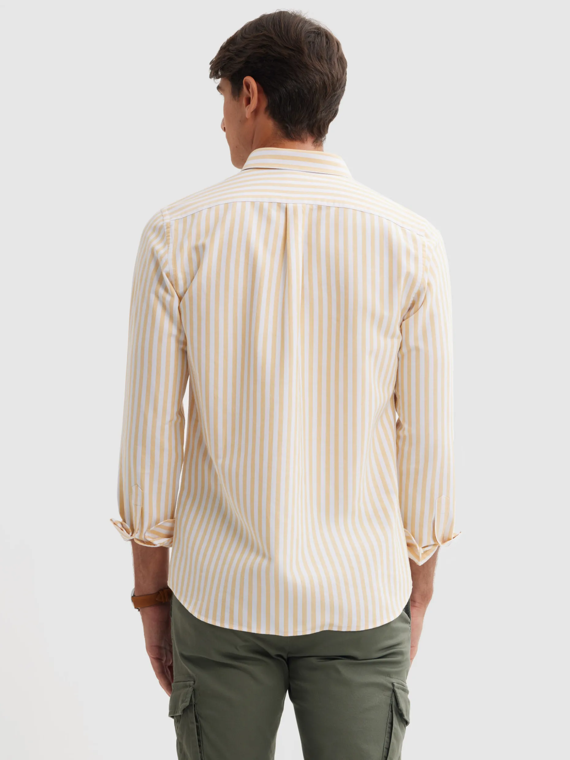 Camicia Uomo in Oxford Alvaro Moreno - Design Elegante con Riflessi al Tramonto, Stile Casual con Bottoni a Contrasto