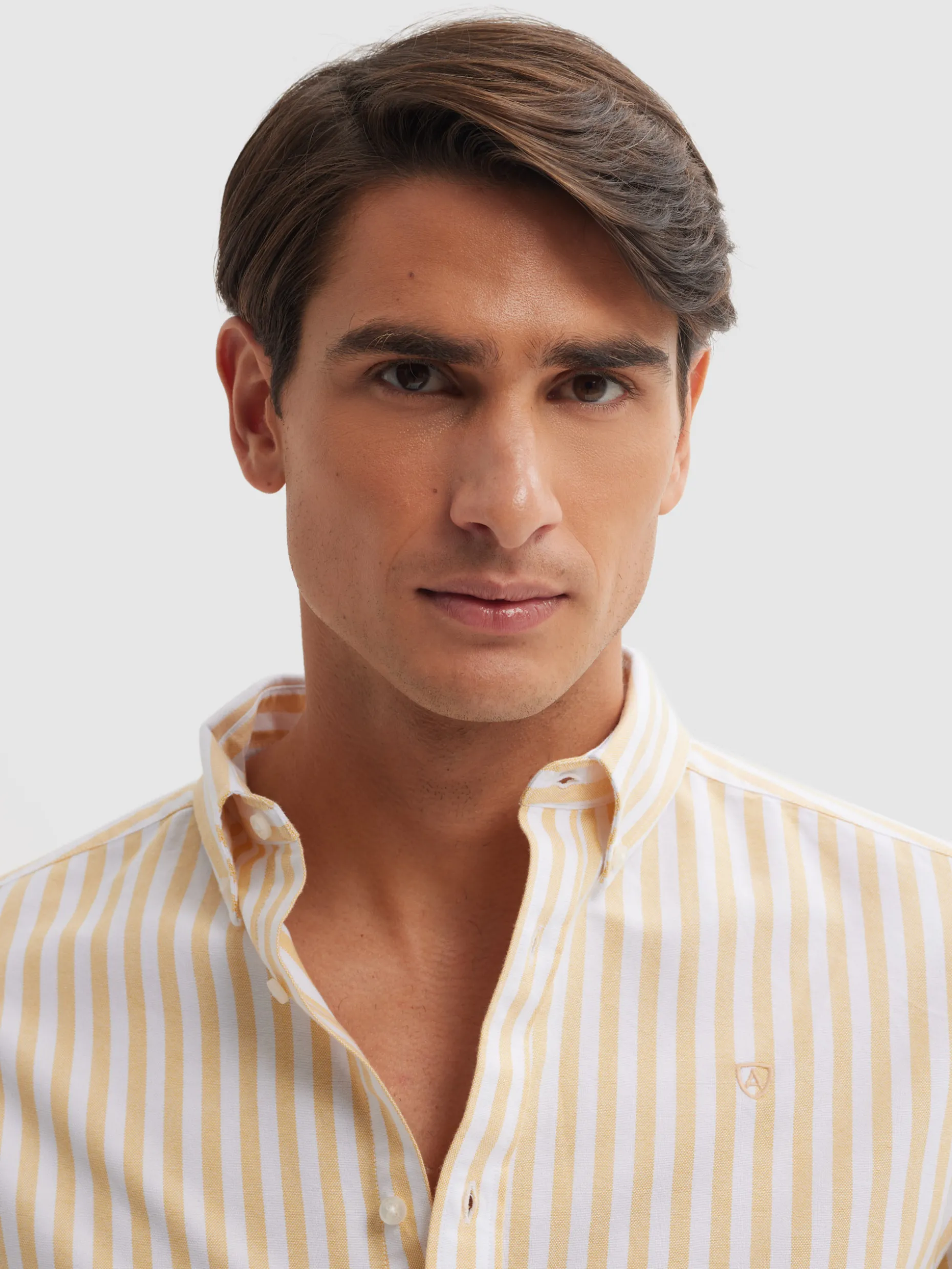 Camicia Uomo in Oxford Alvaro Moreno - Design Elegante con Riflessi al Tramonto, Stile Casual con Bottoni a Contrasto