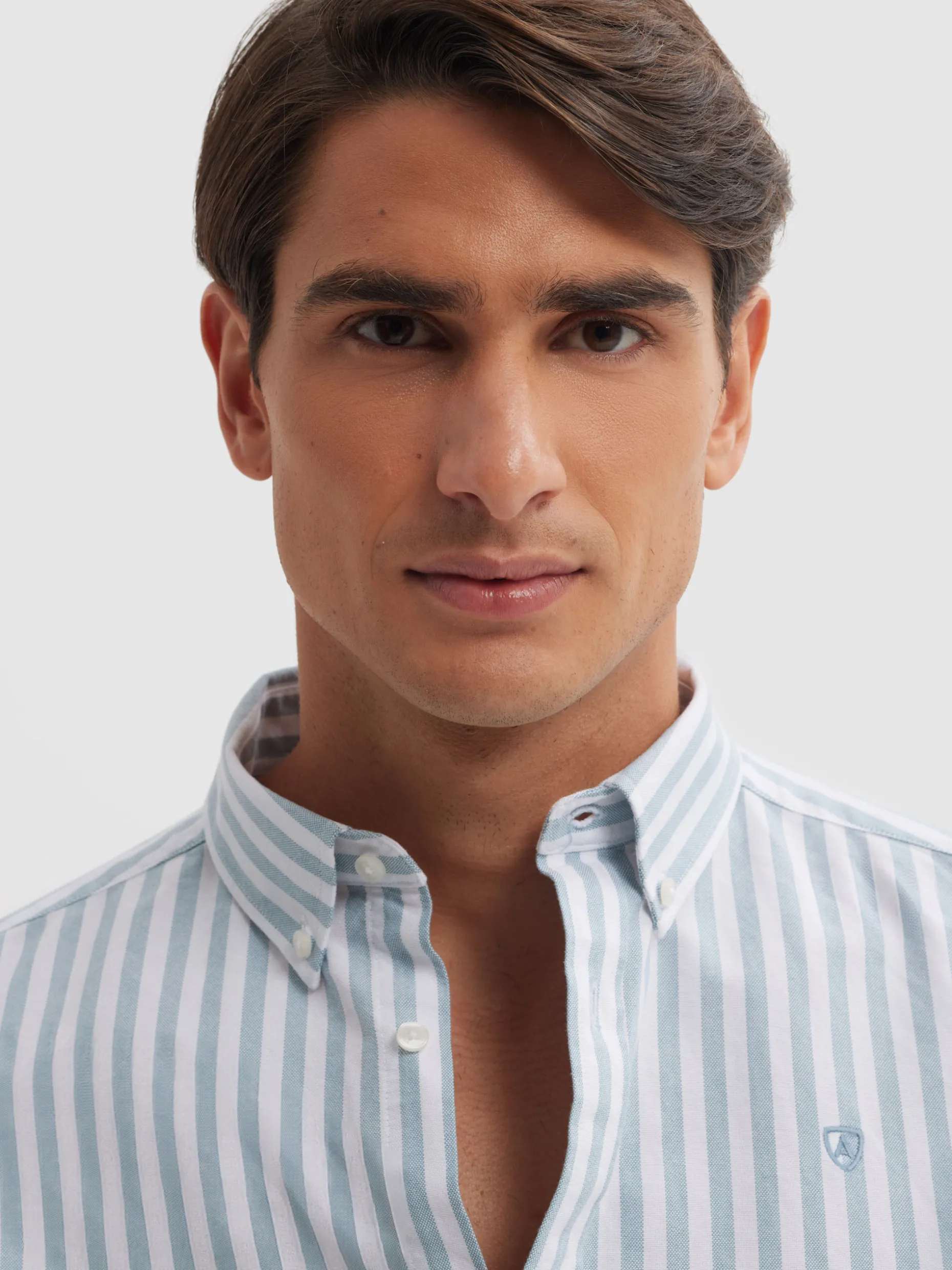 Camicia in Tessuto Oxford con Sfumature Tramonto - Collezione Alvaro Moreno
