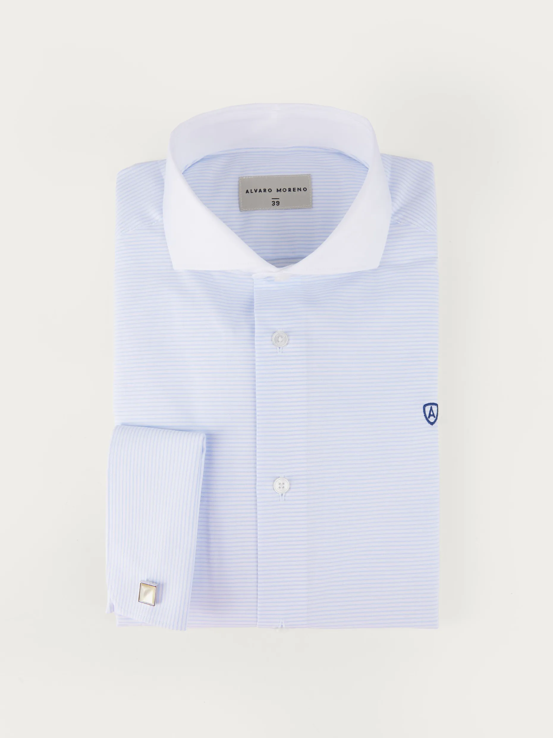 Alvaro Moreno - Camicia Uomo Elegante a Righe Doppio Petto con Taschino, Abbottonatura Classica e Design Moderno