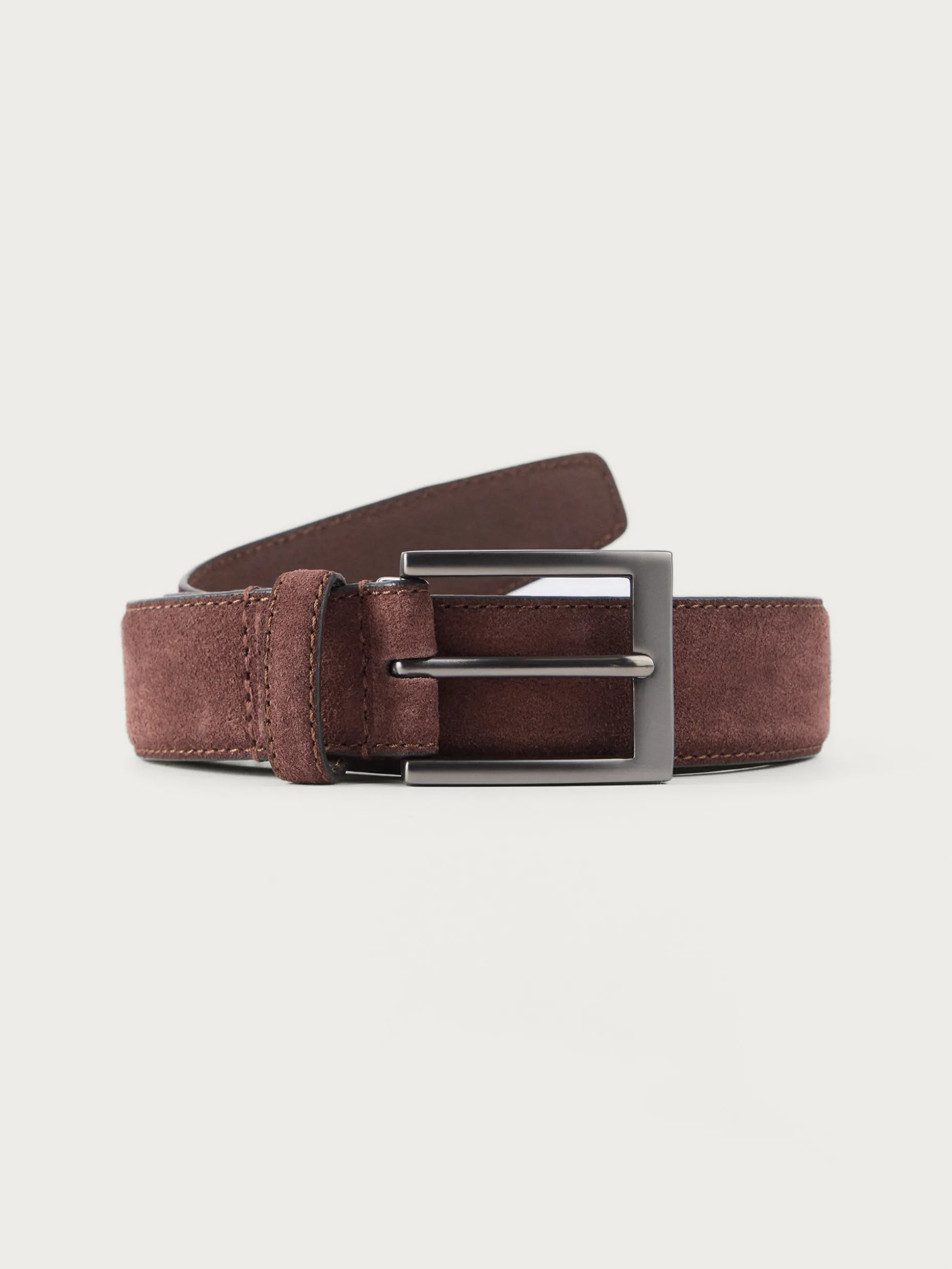 Cintura Elegante in Pelle Scamosciata Marrone Classico | Accessorio Moda Da Uomo | Alvaro Moreno