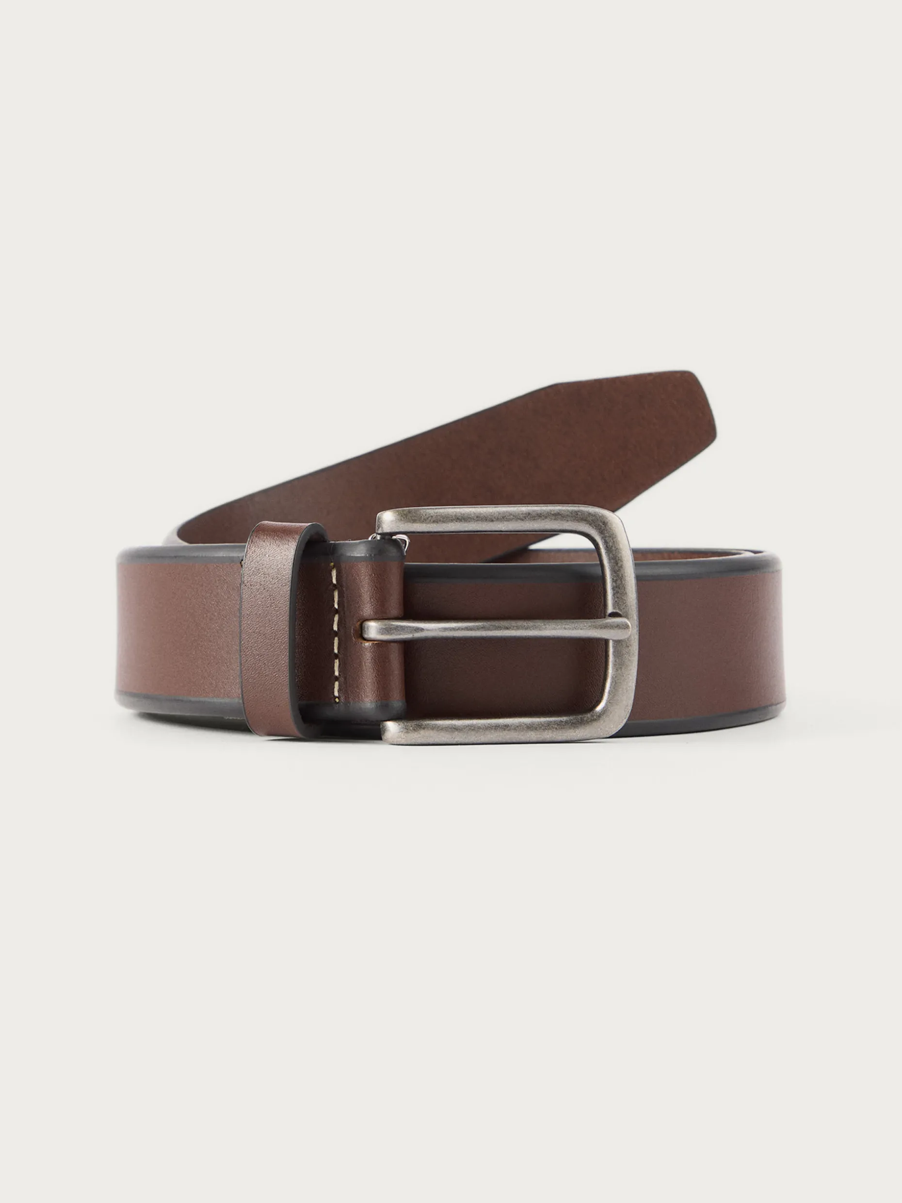 Cintura in Pelle Elegante con Bordo Smussato - Marrone Naturale, Collezione Autunno di Alvaro Moreno