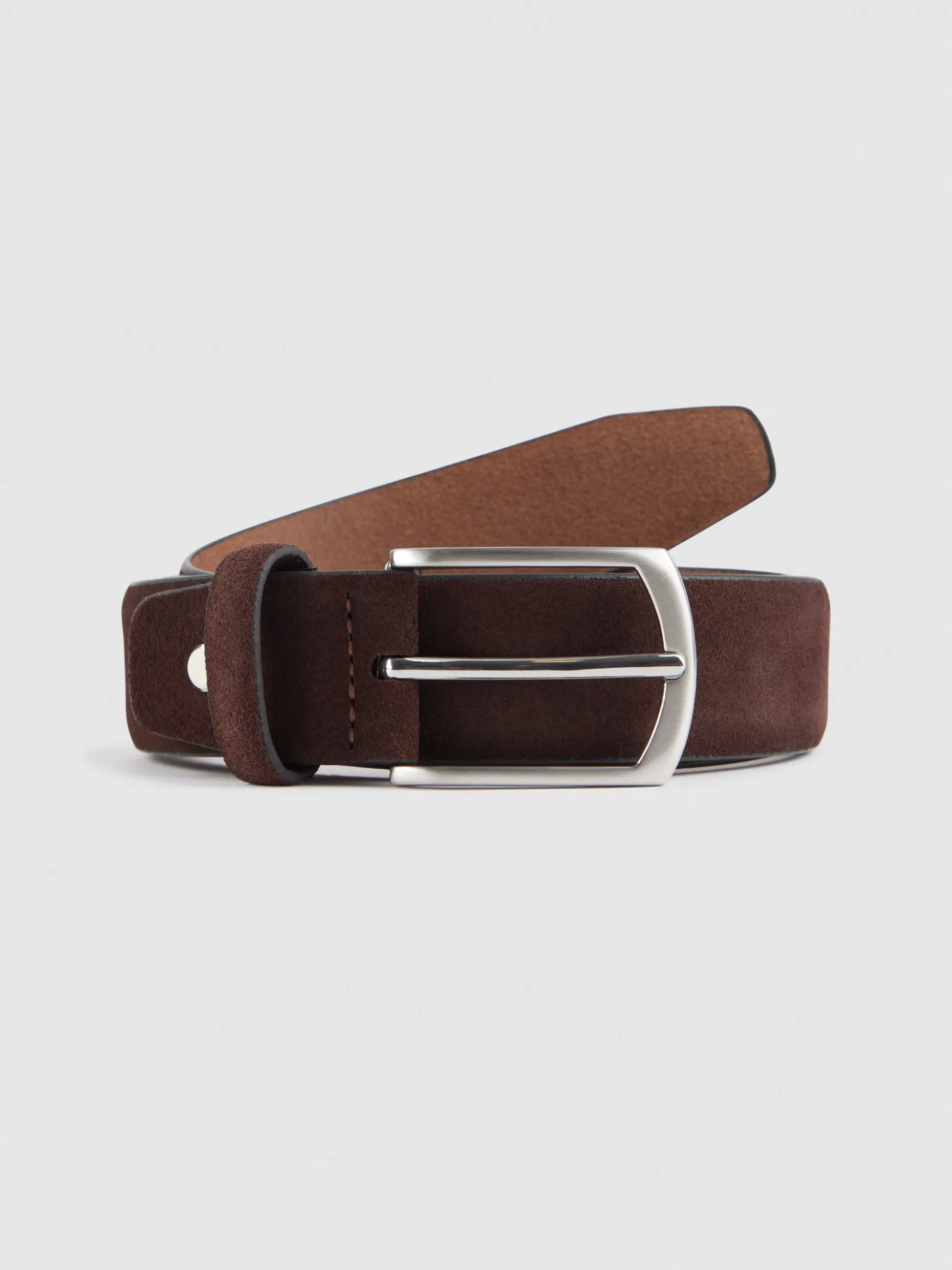Alvaro Moreno Outlet - Cintura Elegante in Pelle Scamosciata Marrone, Stile Classico da Cerimonia