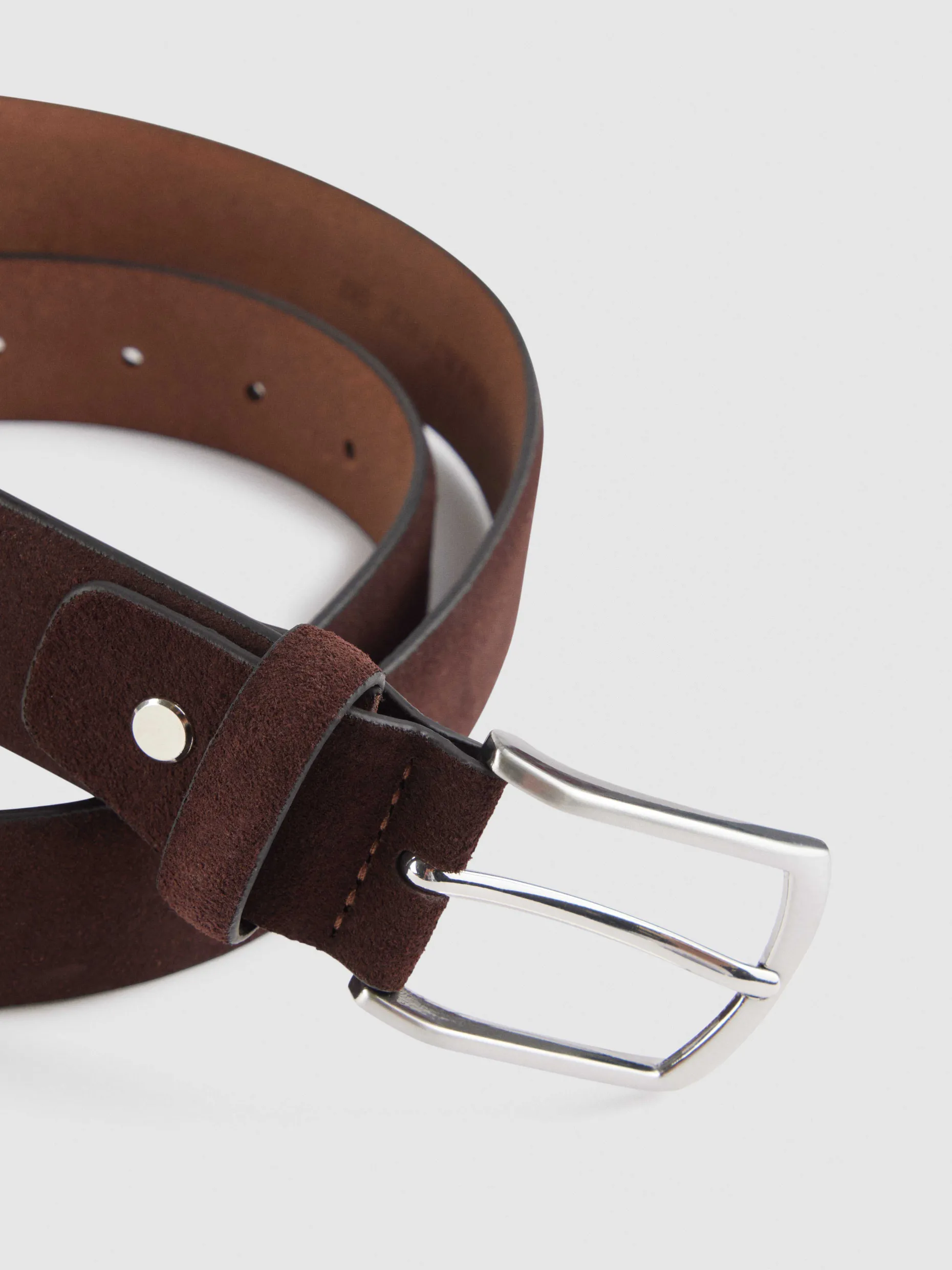 Alvaro Moreno Outlet - Cintura Elegante in Pelle Scamosciata Marrone, Stile Classico da Cerimonia