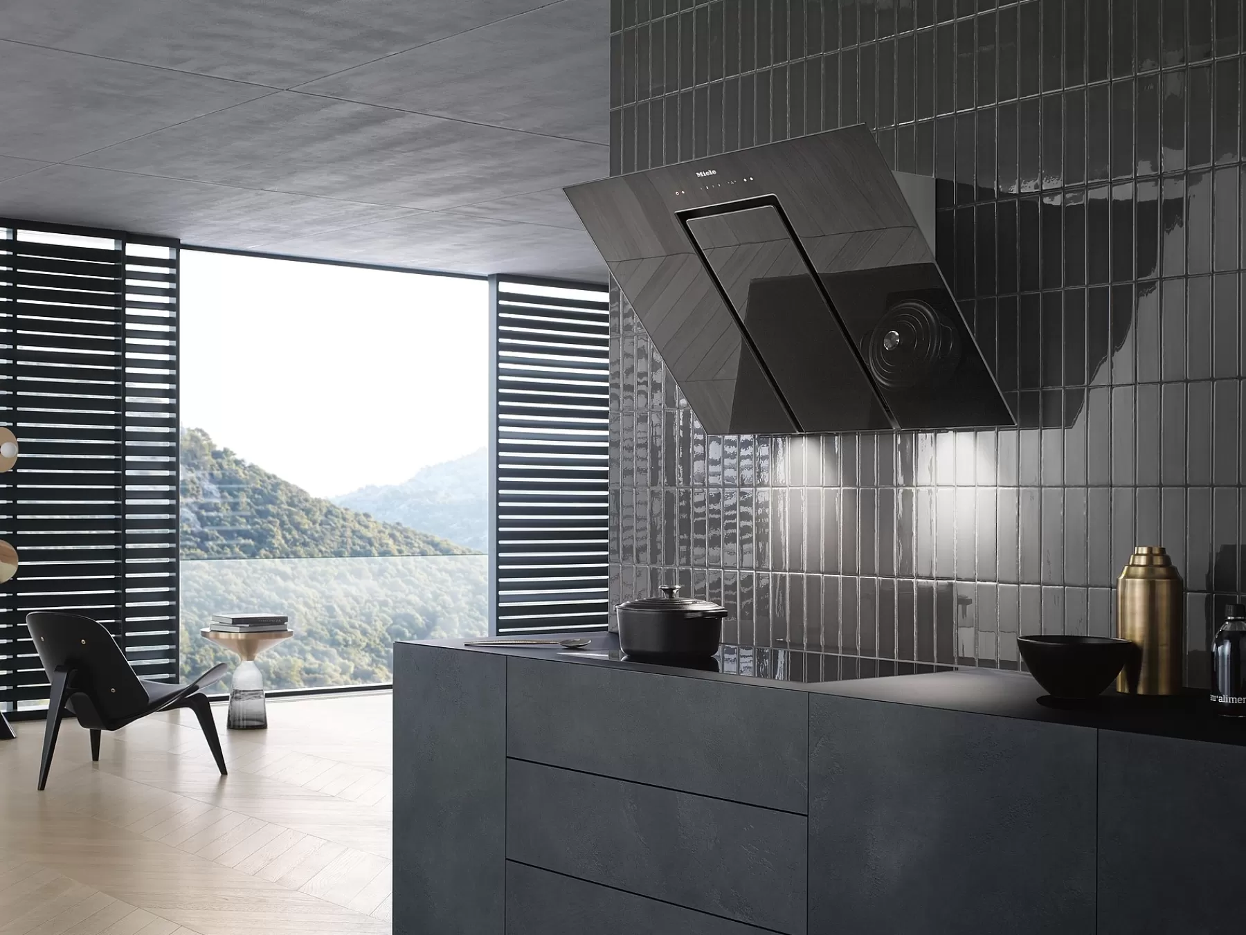 Cappa aspirante Miele DA6498W in tinta grigio perla - Aspirazione professionale silenziosa per cucine moderne