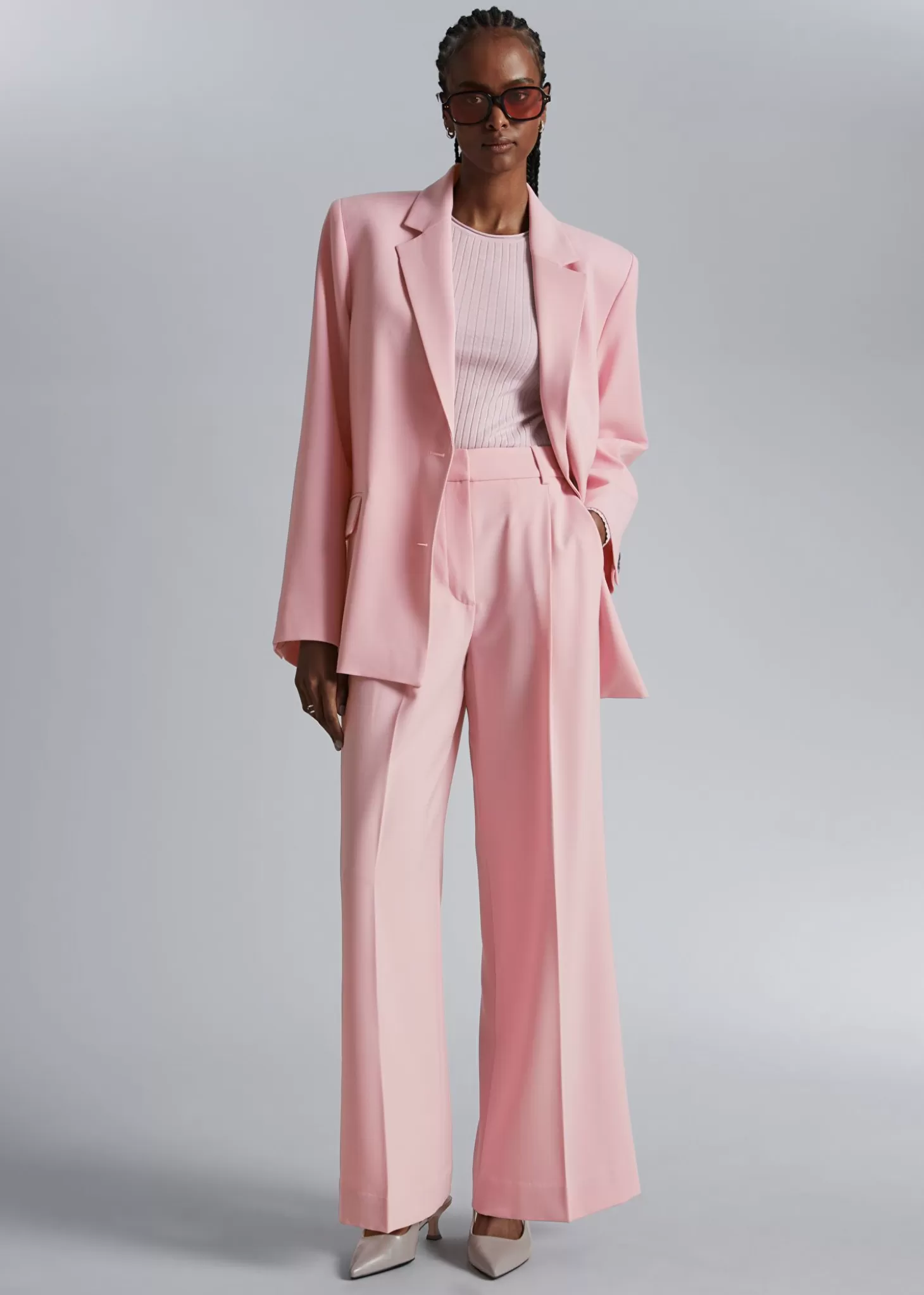 Blazer Elegante Online Stories - Giacca Tinta Rosa Chiaro con Design Minimalista