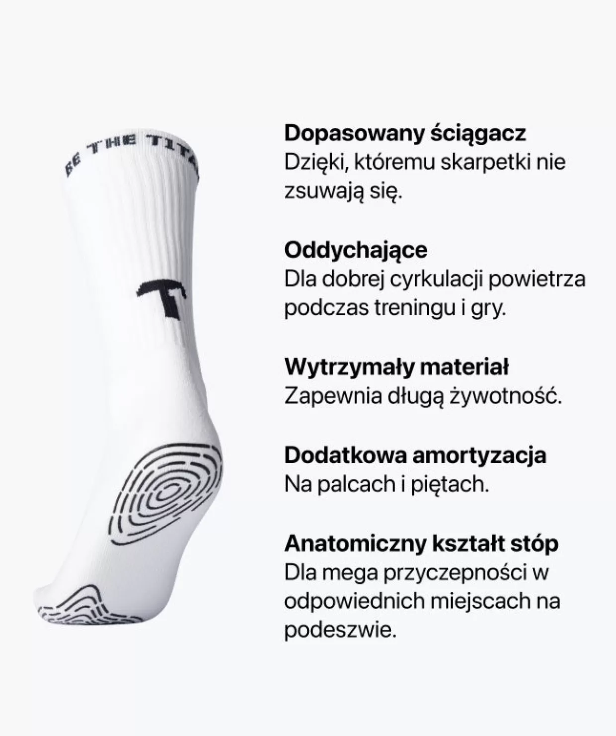 Calzini e Calze Sportive T1TAN Anti-Scaduta - Bianco Puro, Traspiranti con Design Ergonomico