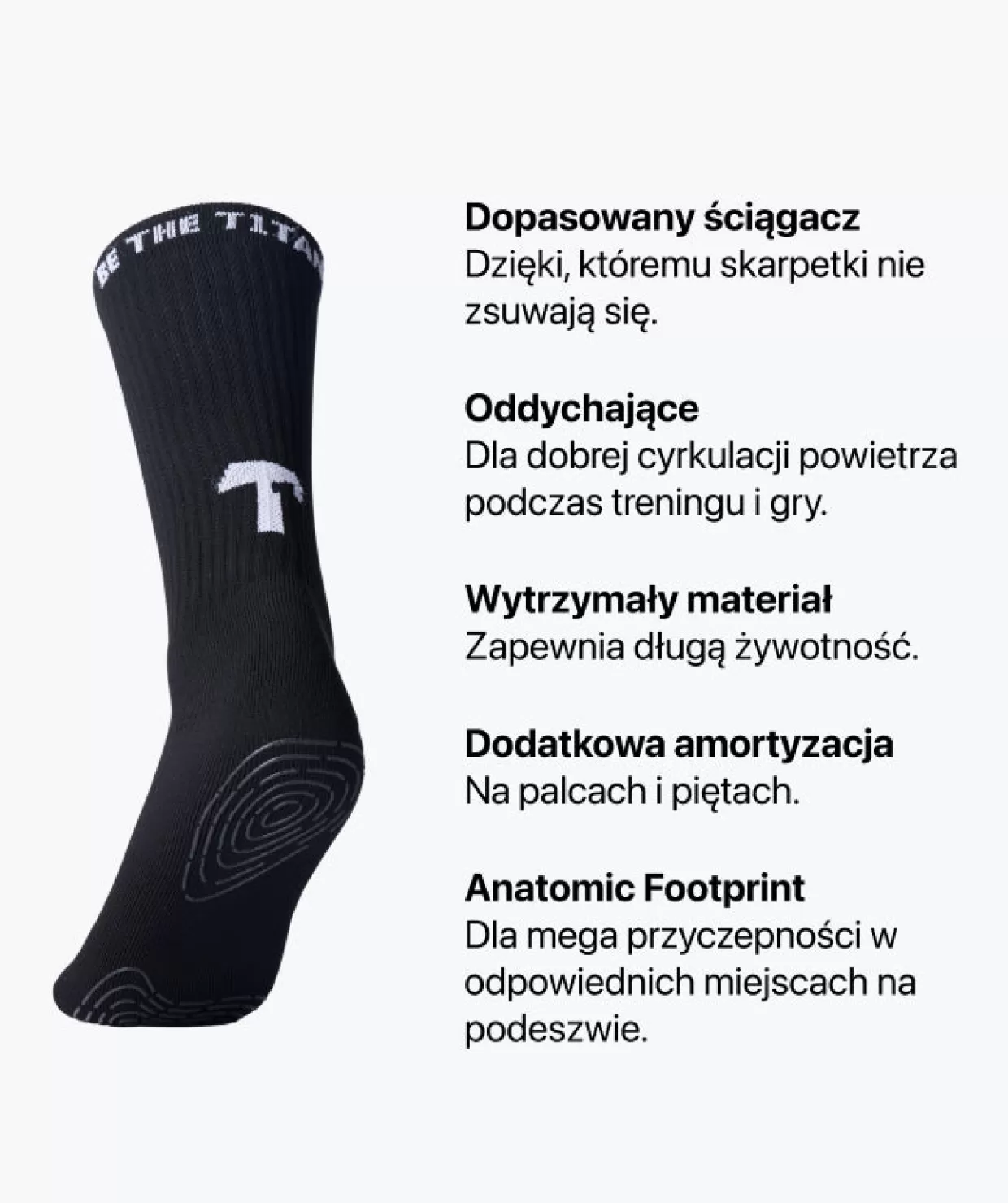 Calzini Sportivi Titan Grip Antiscivolo - Nero Opaco Con Tecnologia Massima Aderenza