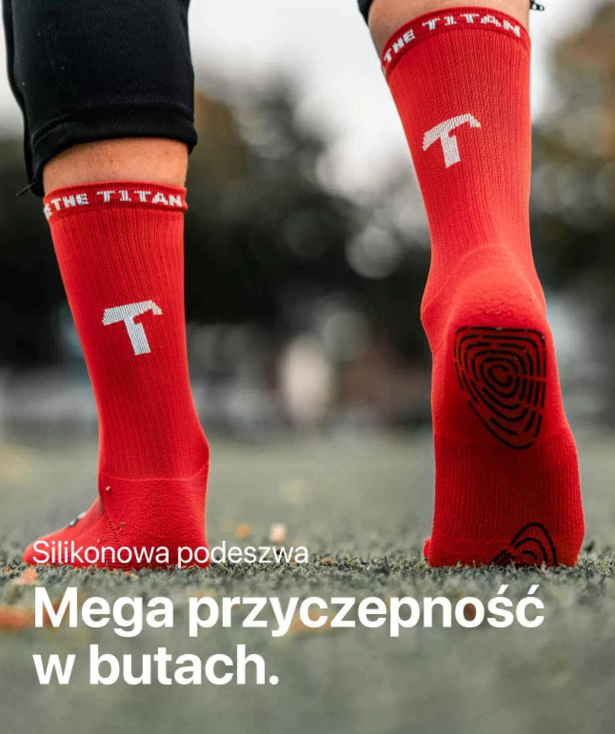 Calzini Sportivi T1TAN con Rinforzo Antiscivolo - Rosso Intenso per Massima Presa