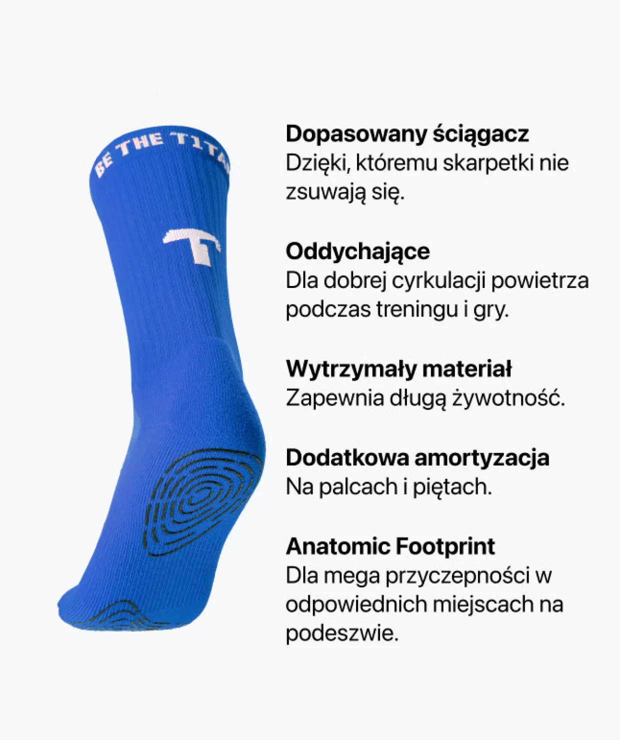 Calzini Sportivi T1TAN Grip con Presa Antiscivolo - Blu Elettrico per Allenamenti Intensi