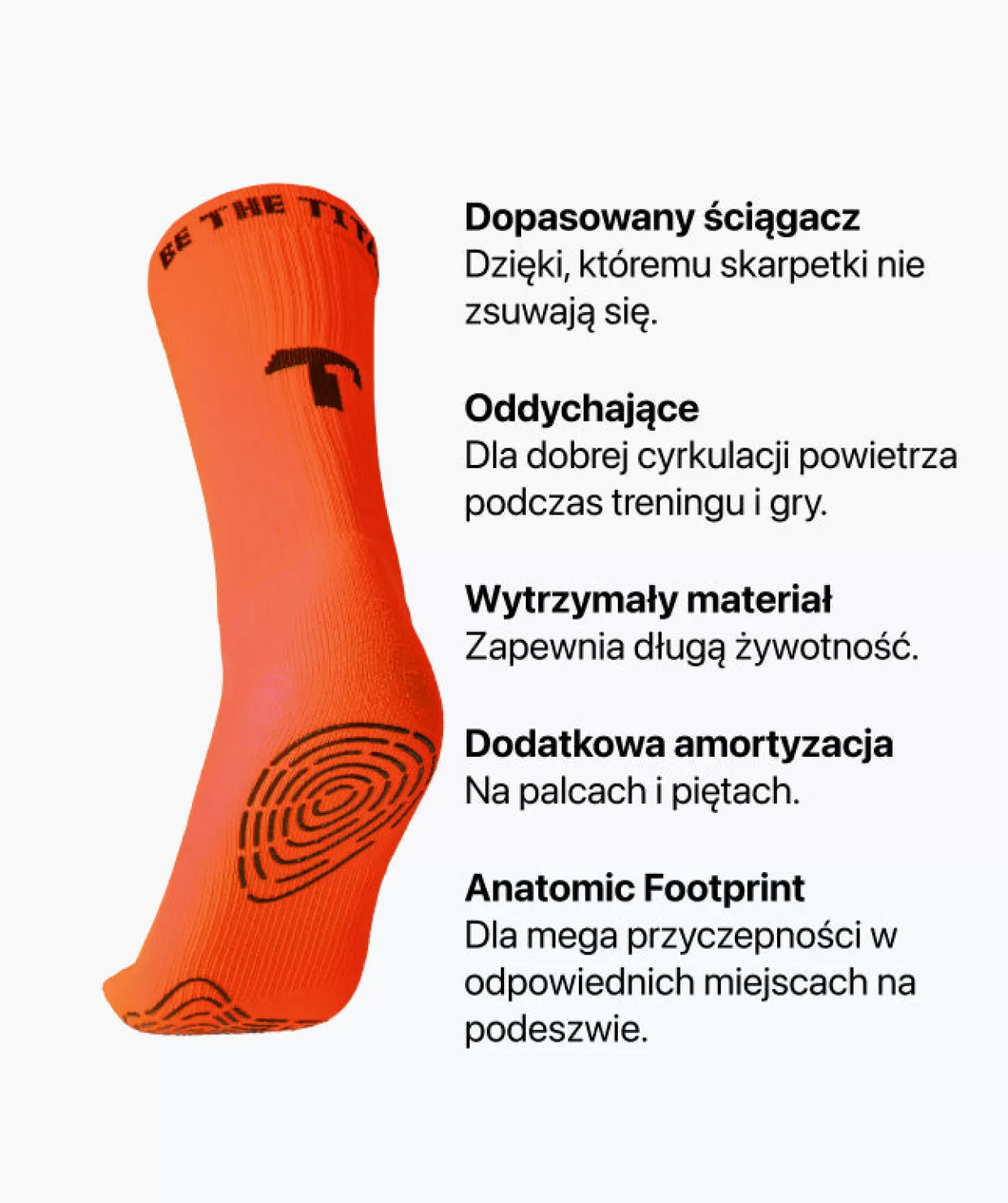 Calze Sportive Titan Antiscivolo Arancione - Aderenza Ottimale e Comfort per Attività Dinamiche
