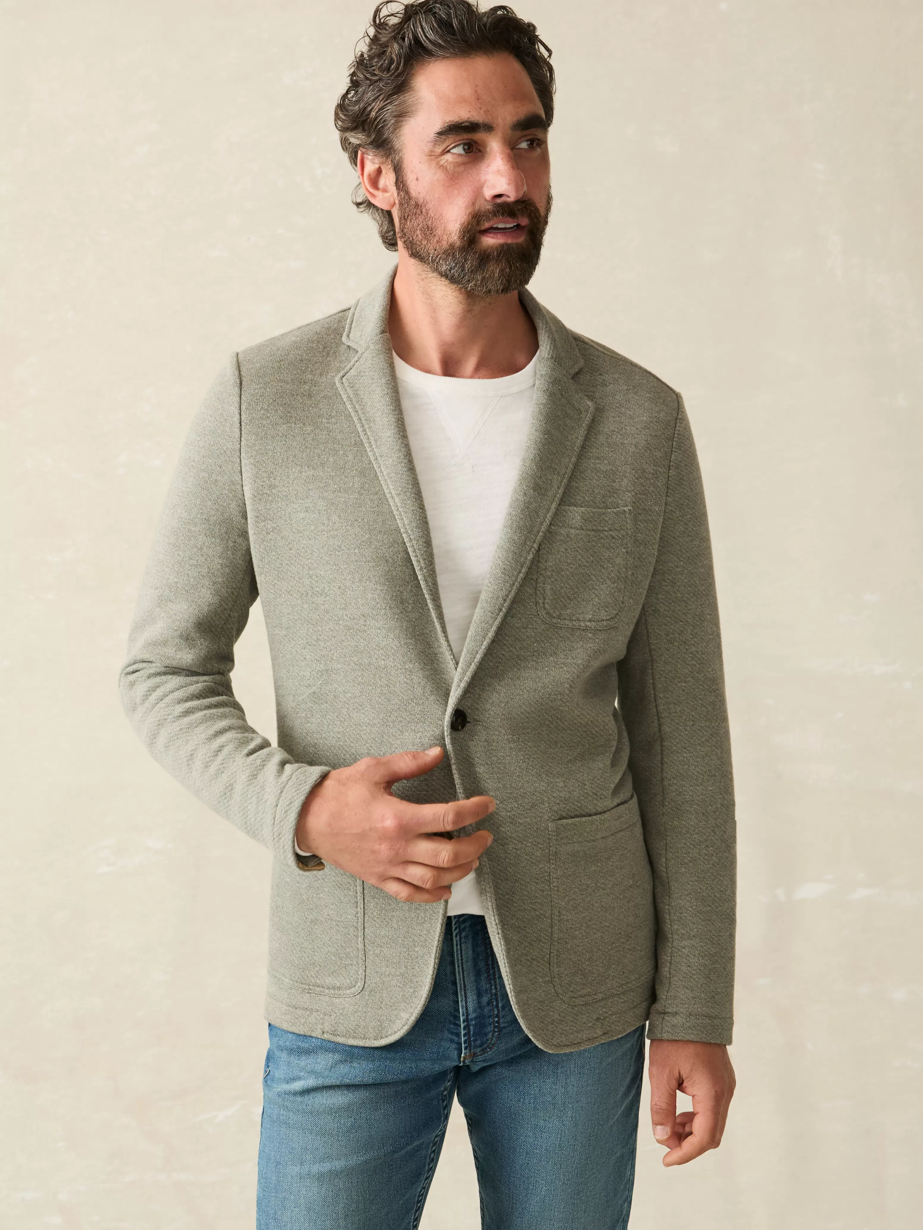 Faherty Saldi Estivi: Giacca in Maglia Inlet Elegante per Taglie Alte - Modello Oversize in Fibra Naturale
