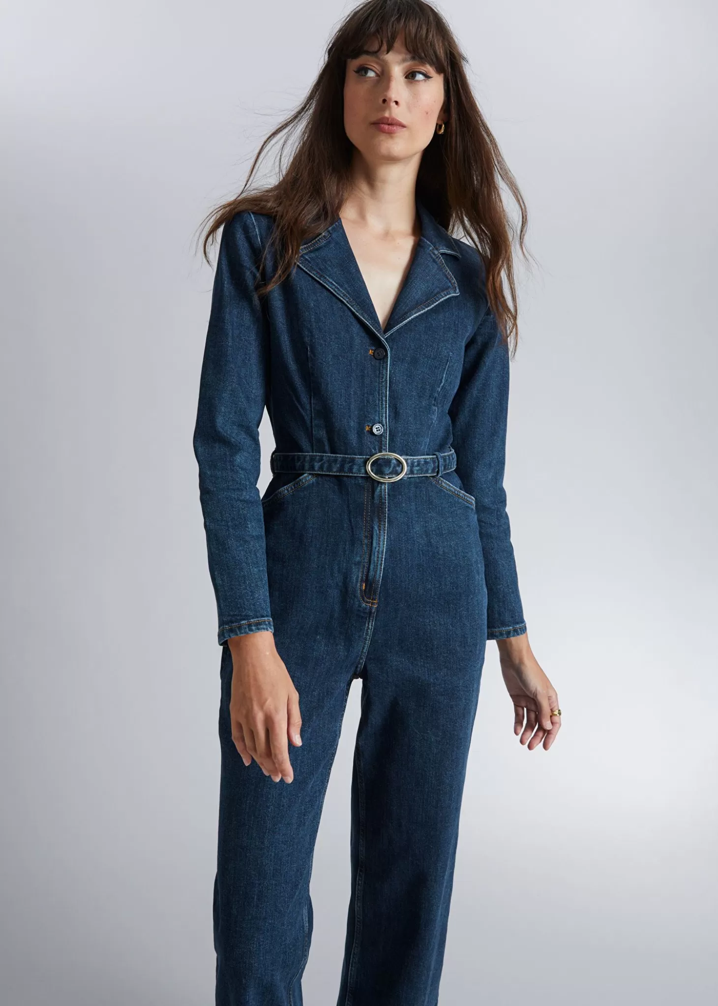 Tuta in Denim con Cintura in Vita - Blu Scuro Taglia Media | & Other Stories