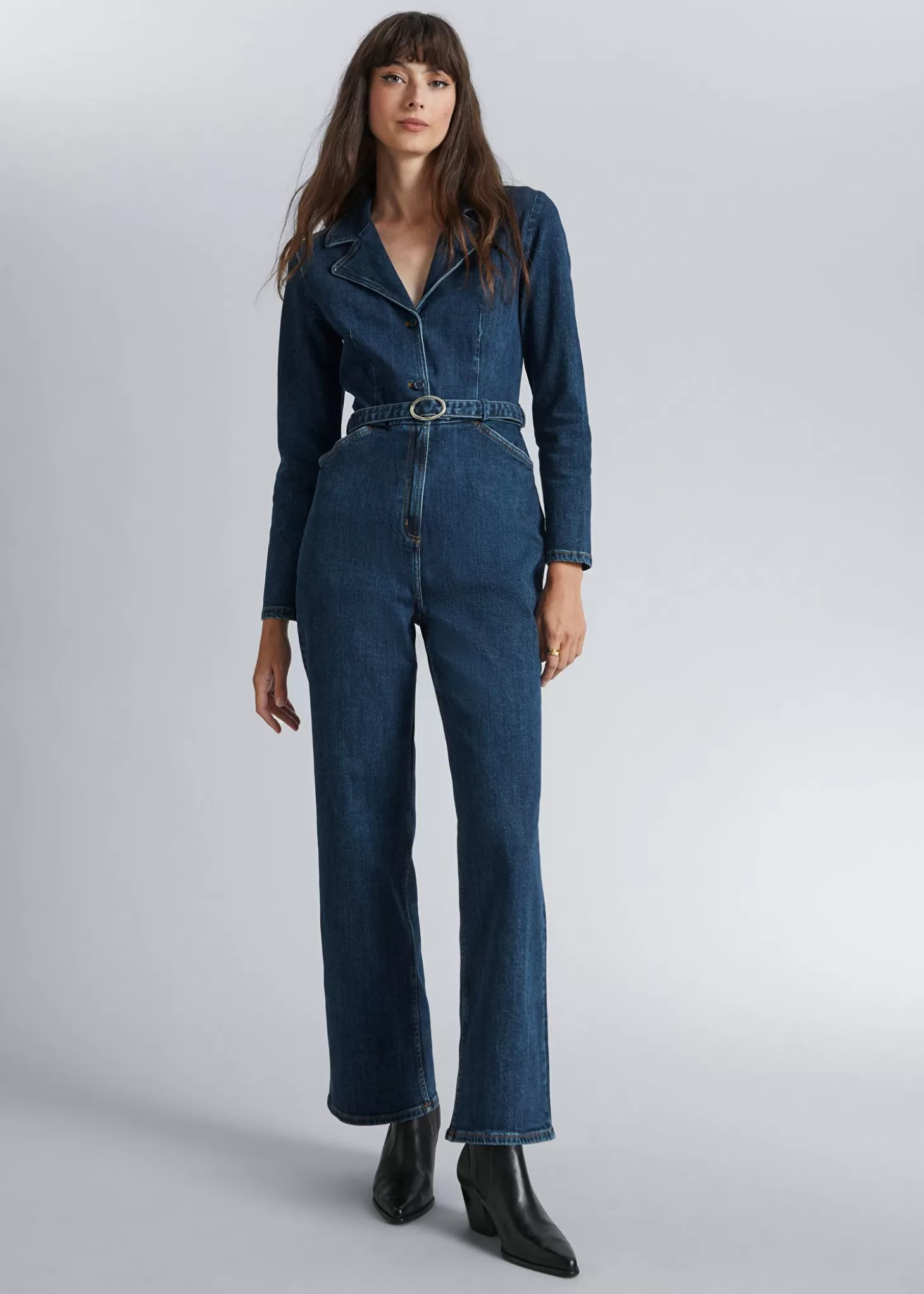Tuta in Denim con Cintura in Vita - Blu Scuro Taglia Media | & Other Stories