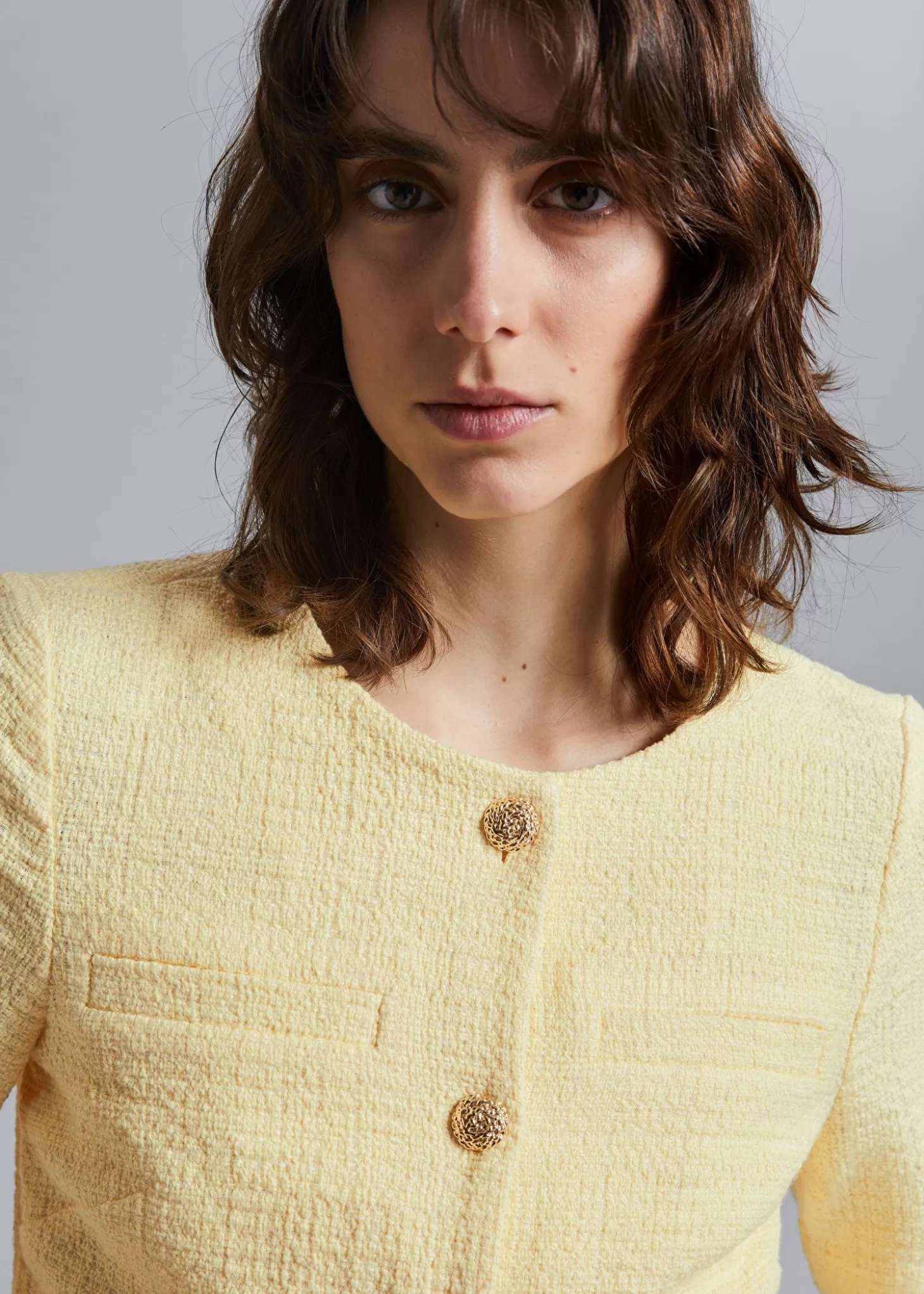 Offerta Lampo | Maglia in Tweed Elegante Cortometraggio di Other Stories - Tonalità Oro Chiaro