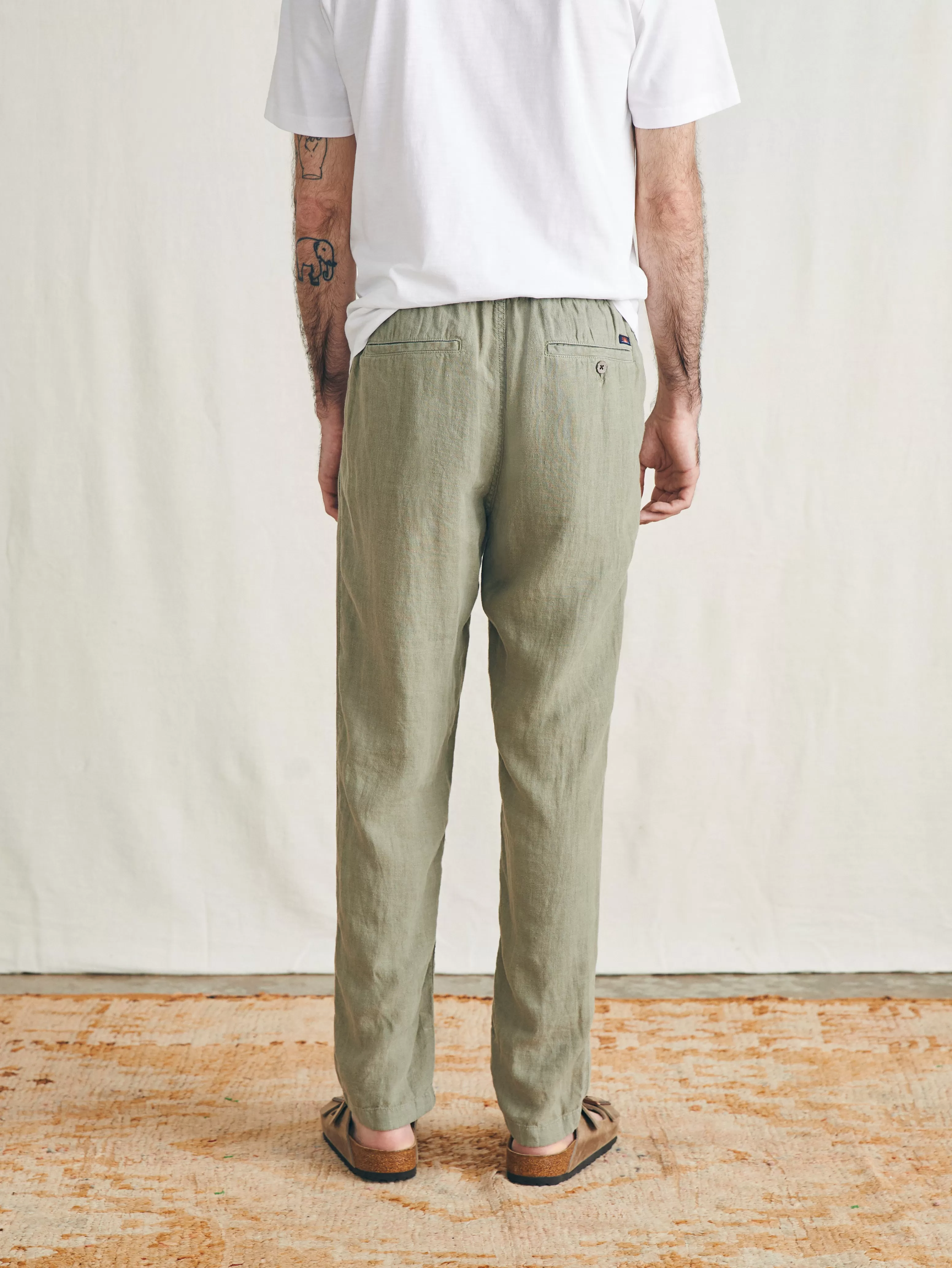 Pantaloni Estivi in Lino con Coulisse · Faherty Capri Moda Casual · Tessuto Traspirante · Nuovo Mai Indossato · Taglio Ampio Comodo

（：，