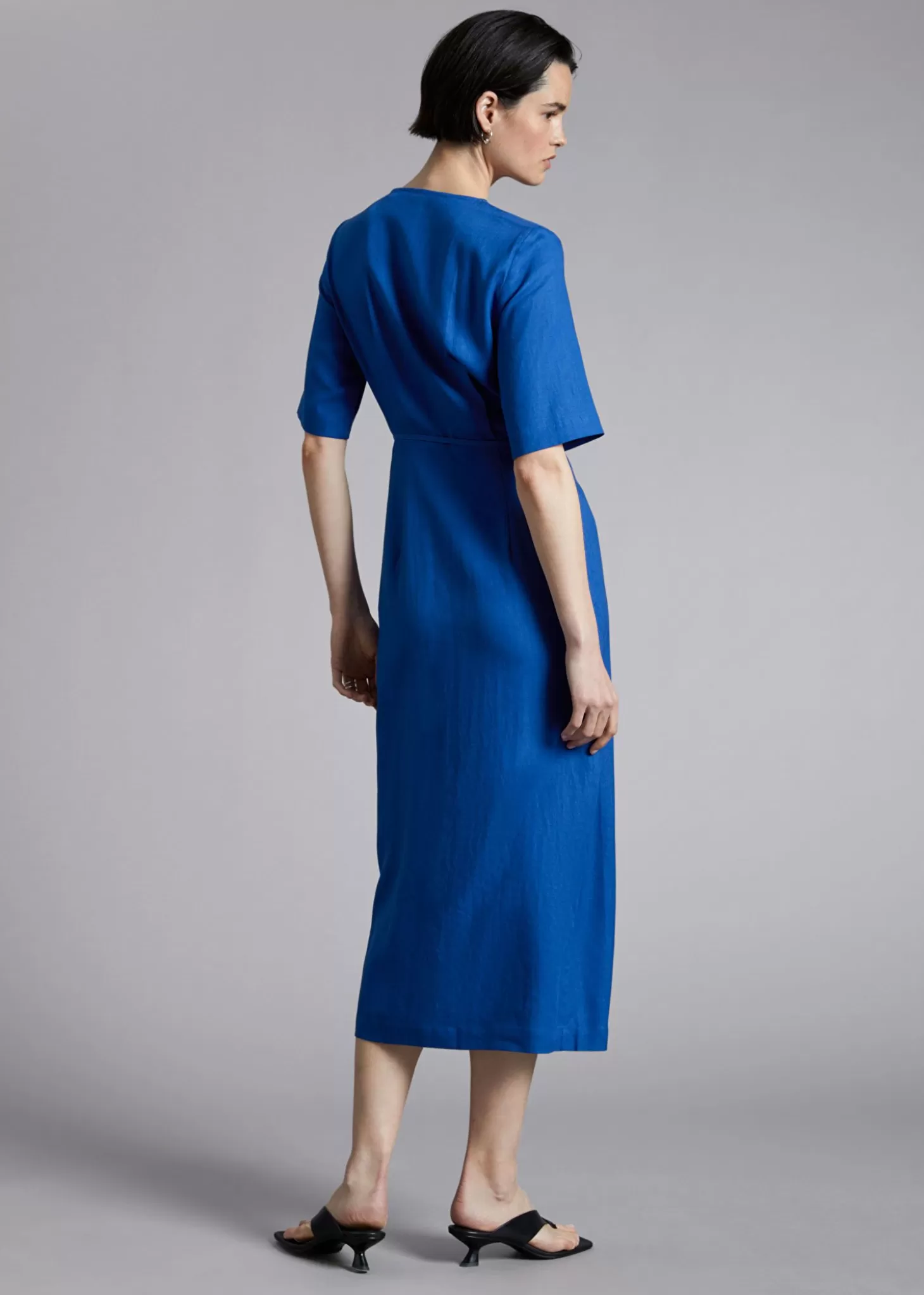 Other Stories - Vestito Midi Avvolgente con Chiusura a Fascia in Azzurro Chiaro