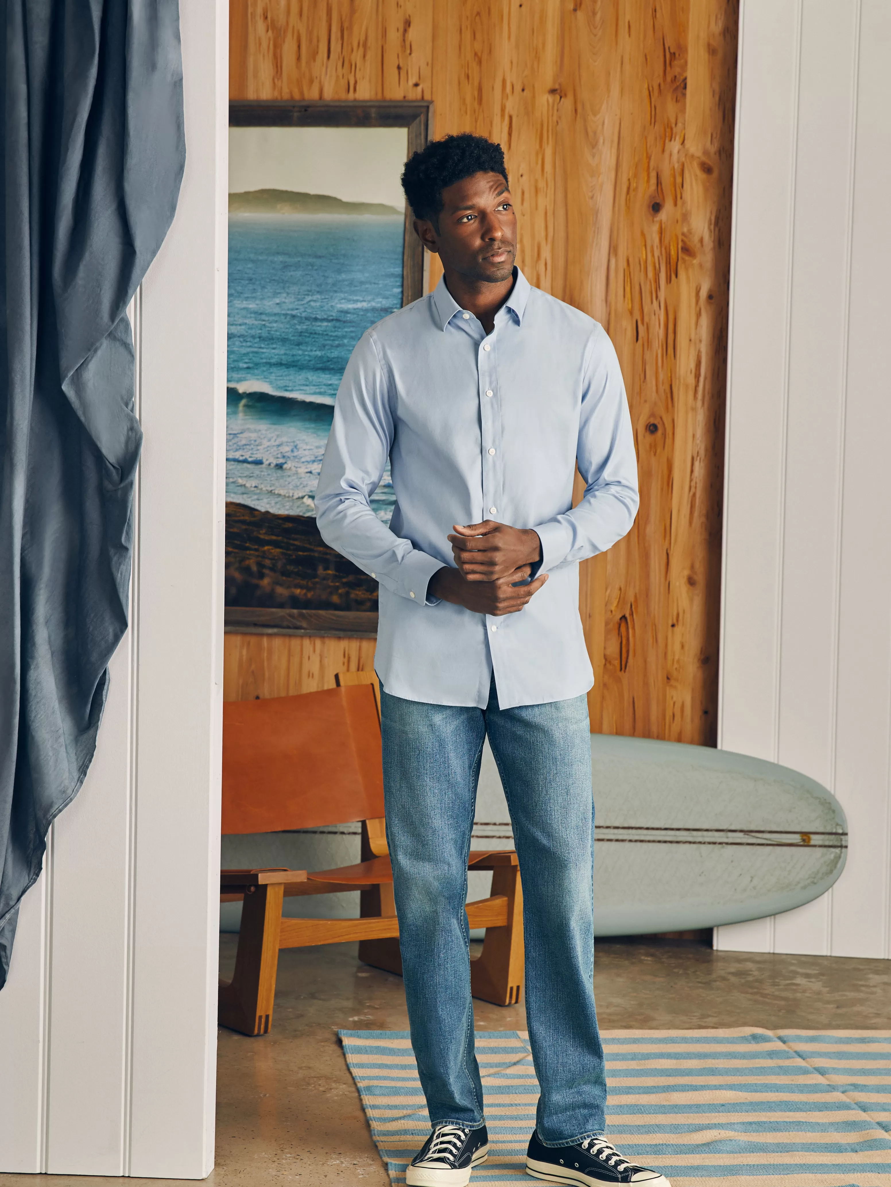 Camicia Elegante Movement® a Manica Lunga - Taglia Alta con Tessuto Ultra-Leggero • Faherty Uomo • Prezzo Accessibile e Conforto Senza Pari