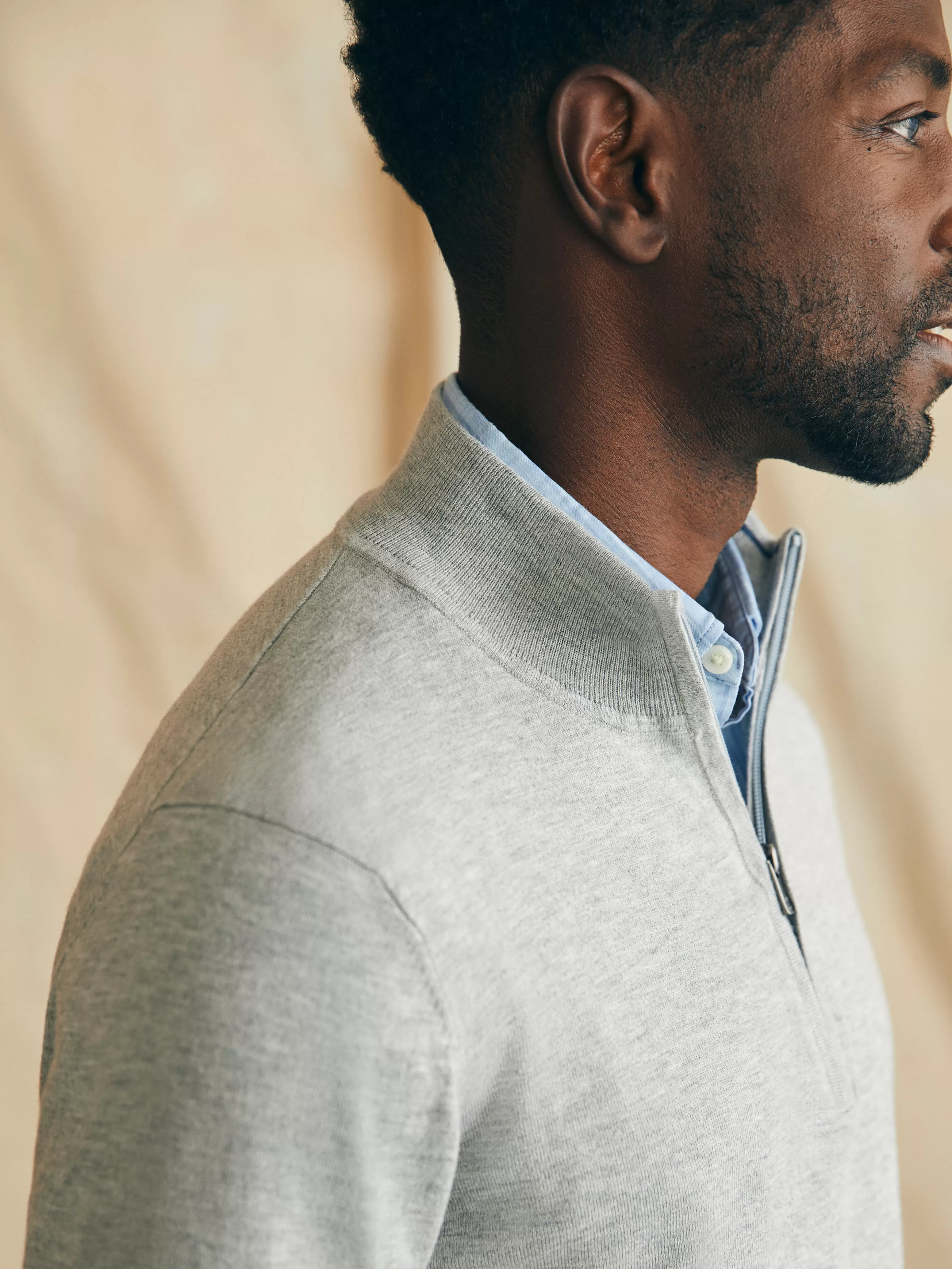 Faherty Saldi Lampo: Maglione Con Zip A Quarti Dalla Collezione Movement - Taglia Allungata Premium
