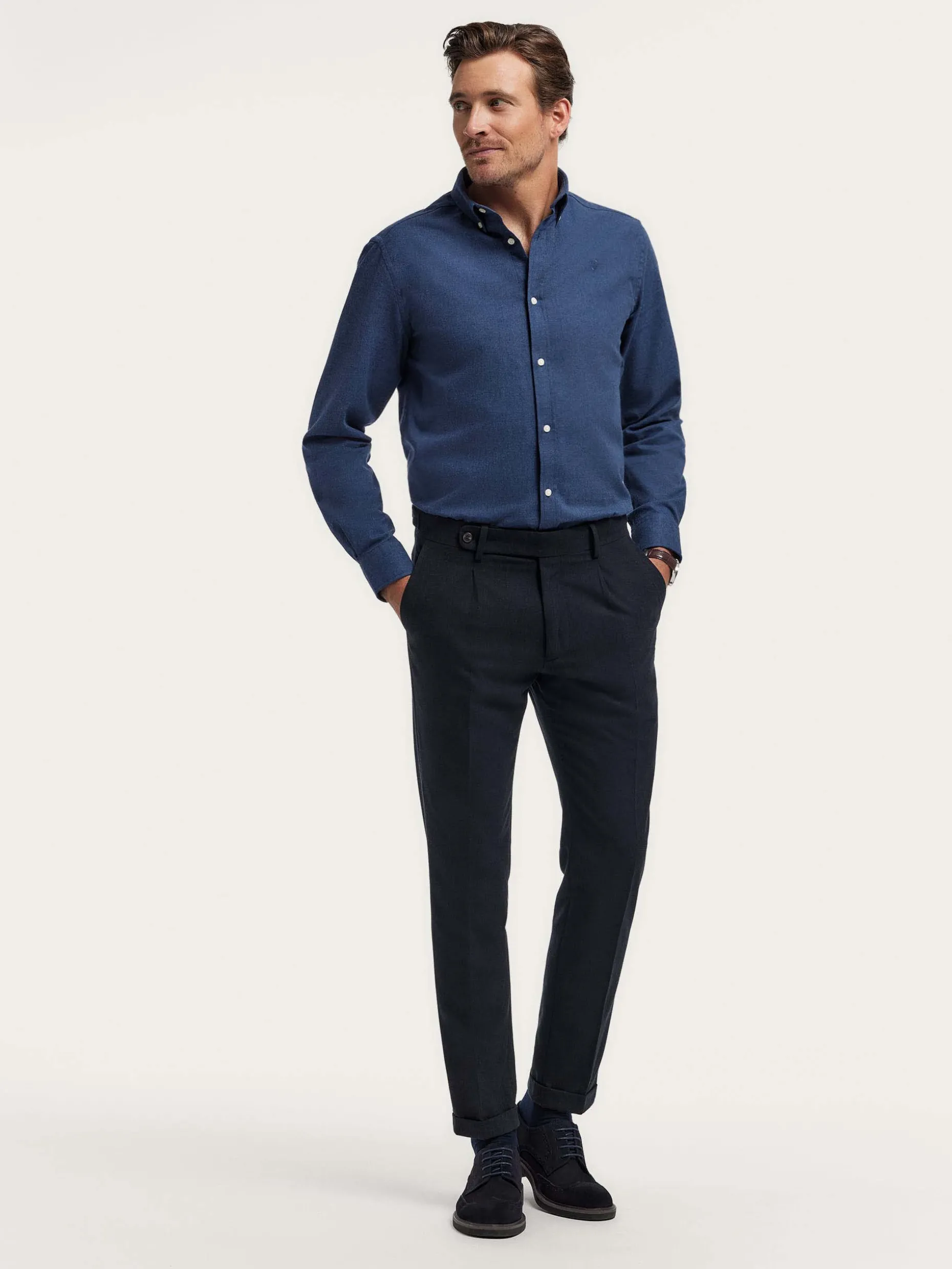 Pantaloni Classici in Tela Twill Alvaro Moreno - Ultime Occasioni Stile Senza Tempo