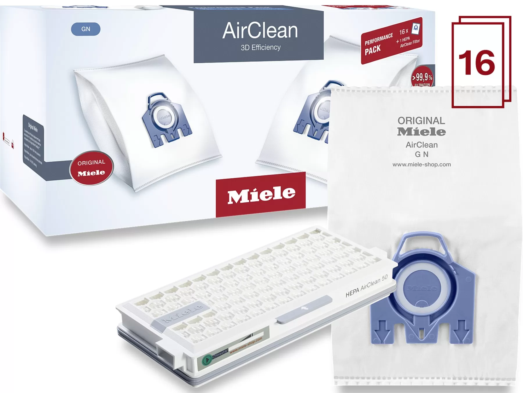 Miele - Kit Accessori Premium per Filtrazione Potenziata: Set Performance Aircleen3D con Efficienza Prolungata GN50