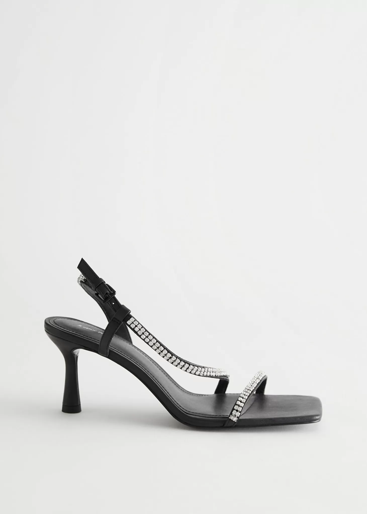 Eleganti sandali con cinturini regolabili e dettaglio cristalli - Nero | Collezione estiva Sale & Stories  

(：