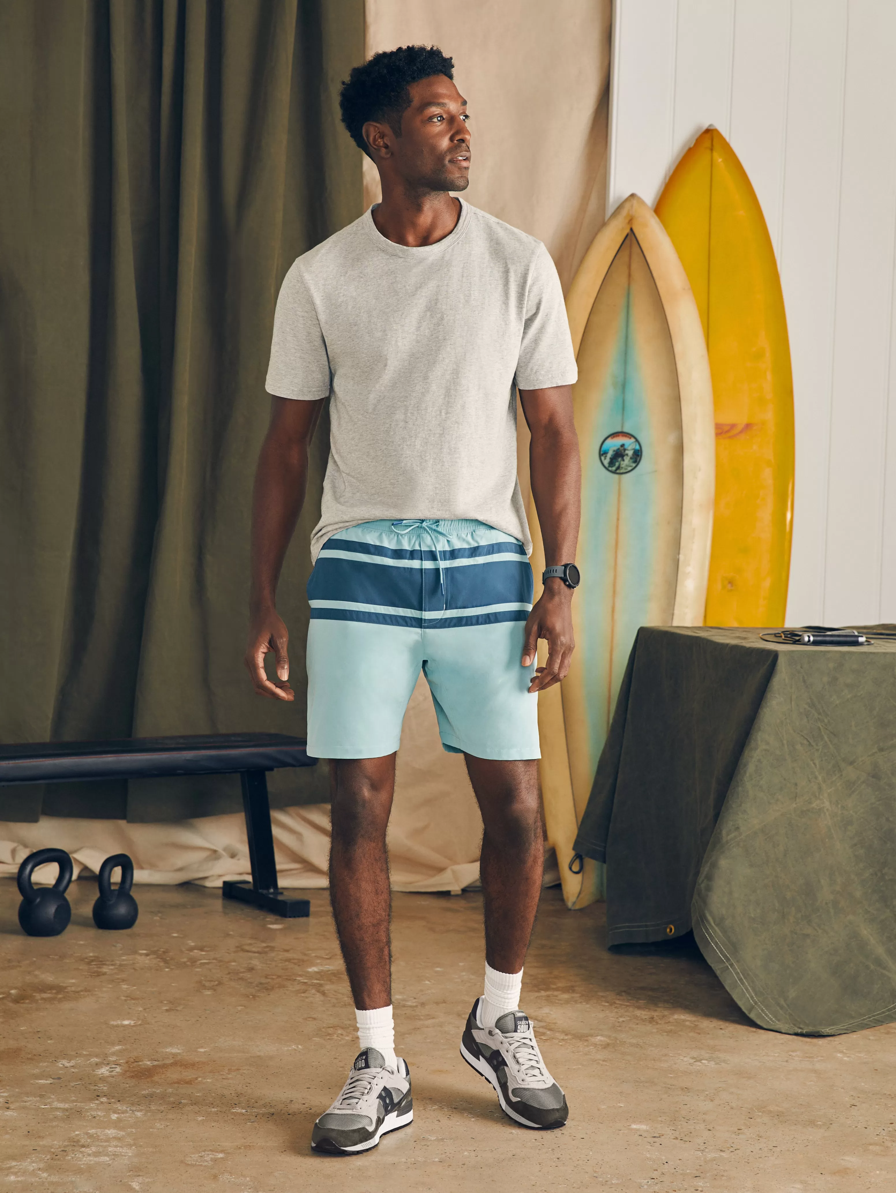 Faherty: Costume da Bagno Sportivo Shorelite con Fodera 18cm - Modello Attivo Impermeabile per Nuoto e Tempo Libero, Design Moderno e Comodo per Uomo