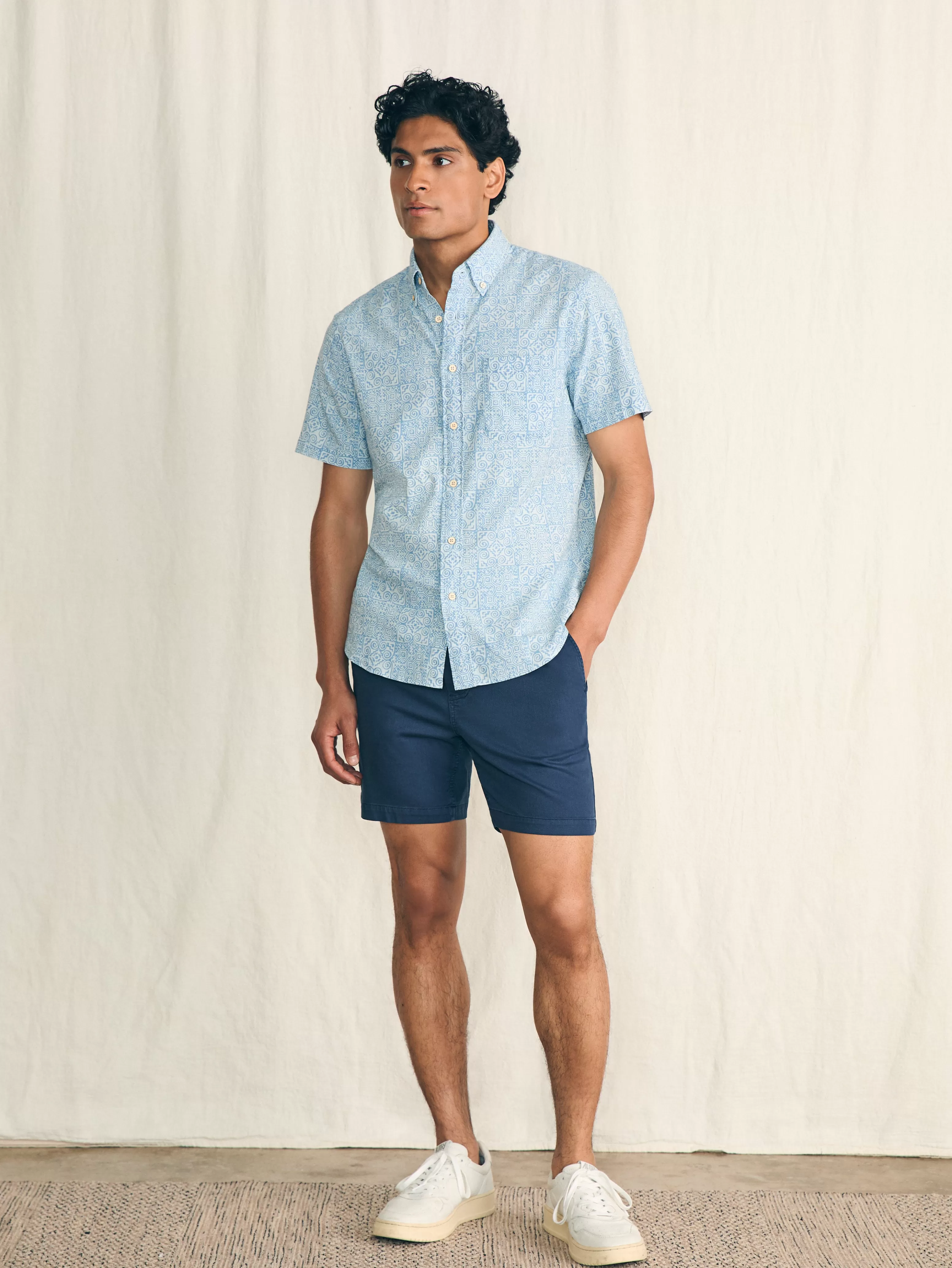 Camicia Casual Manica Corta Elastica - Taglio Lungo Comoda e Aderente | Moda Uomo Faherty