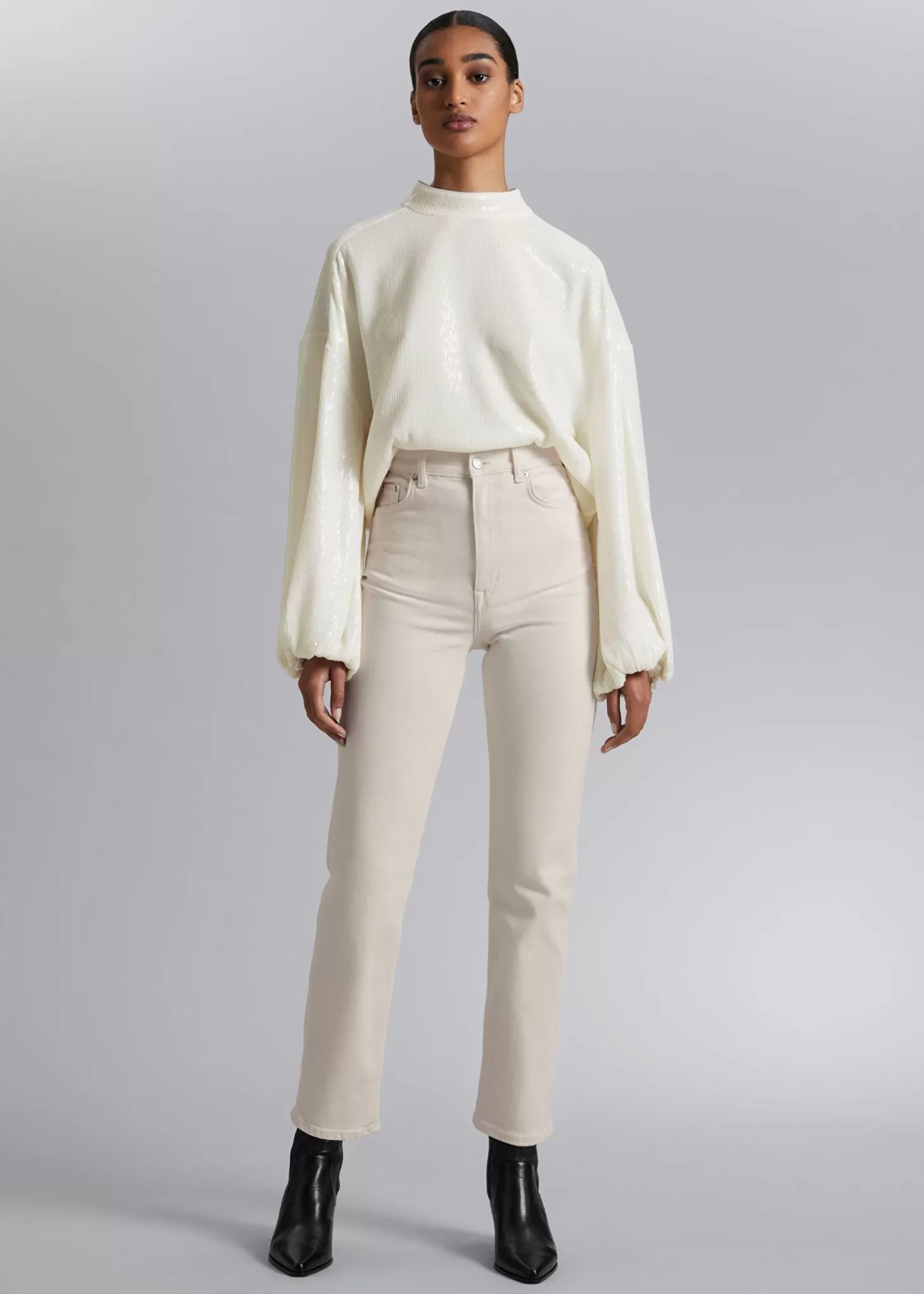 Saldi Other Stories - Jeans Modellanti Avorio in Denim Essenziale con Taglio Slim