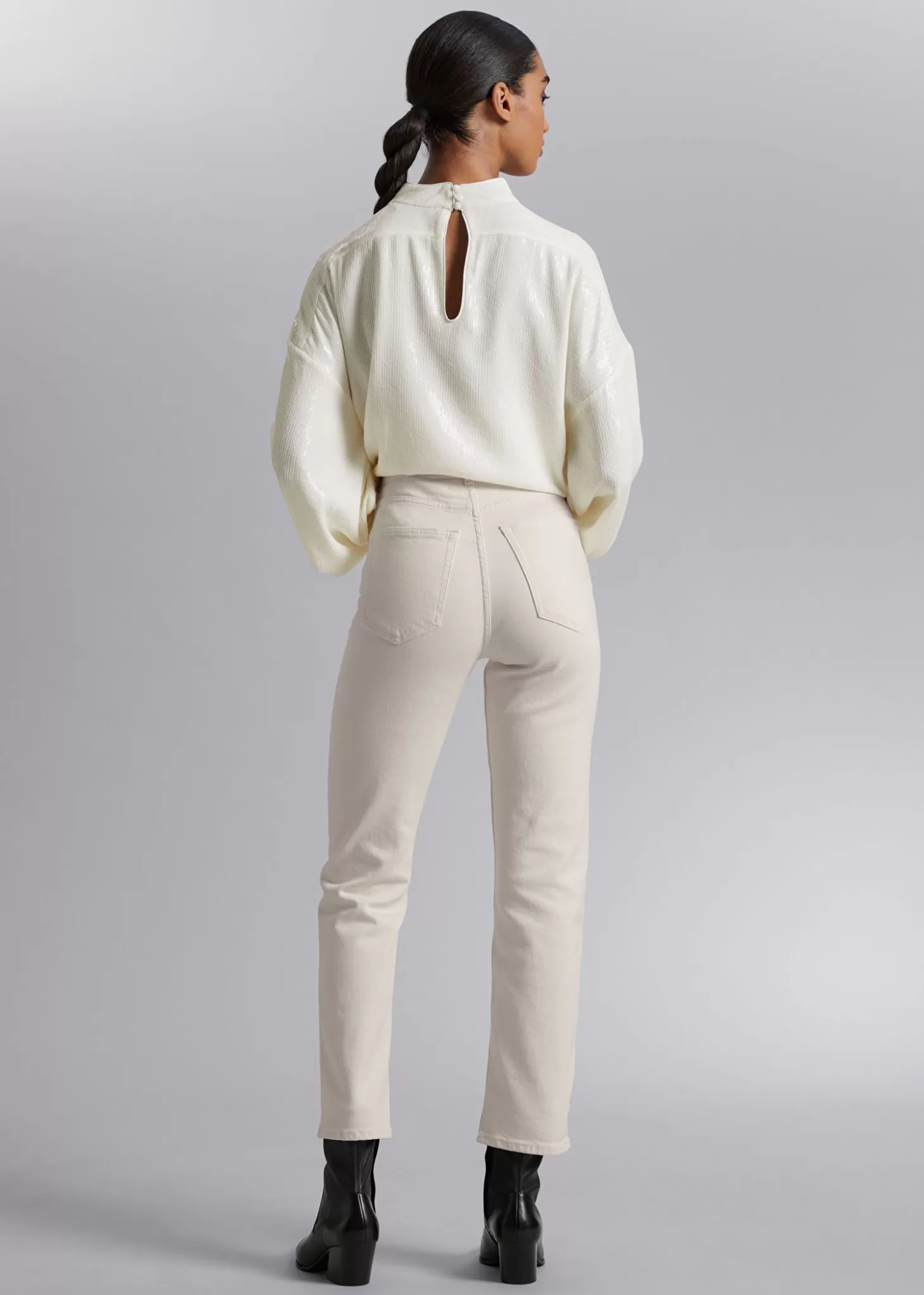 Saldi Other Stories - Jeans Modellanti Avorio in Denim Essenziale con Taglio Slim