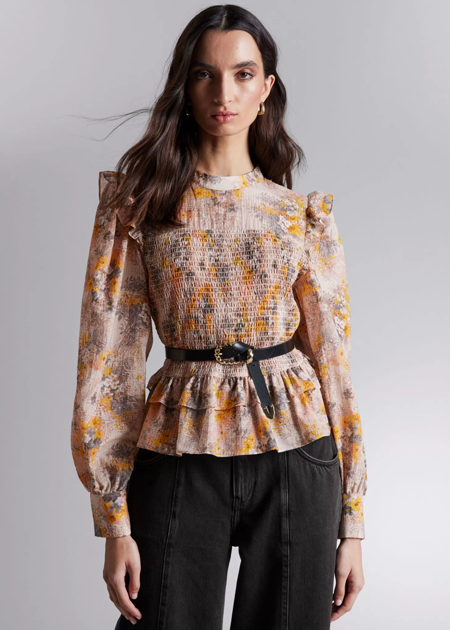 Saldi Other Stories - Blusa con Taschini in Fantasia Multicolore Giallo/Rosa/Beige