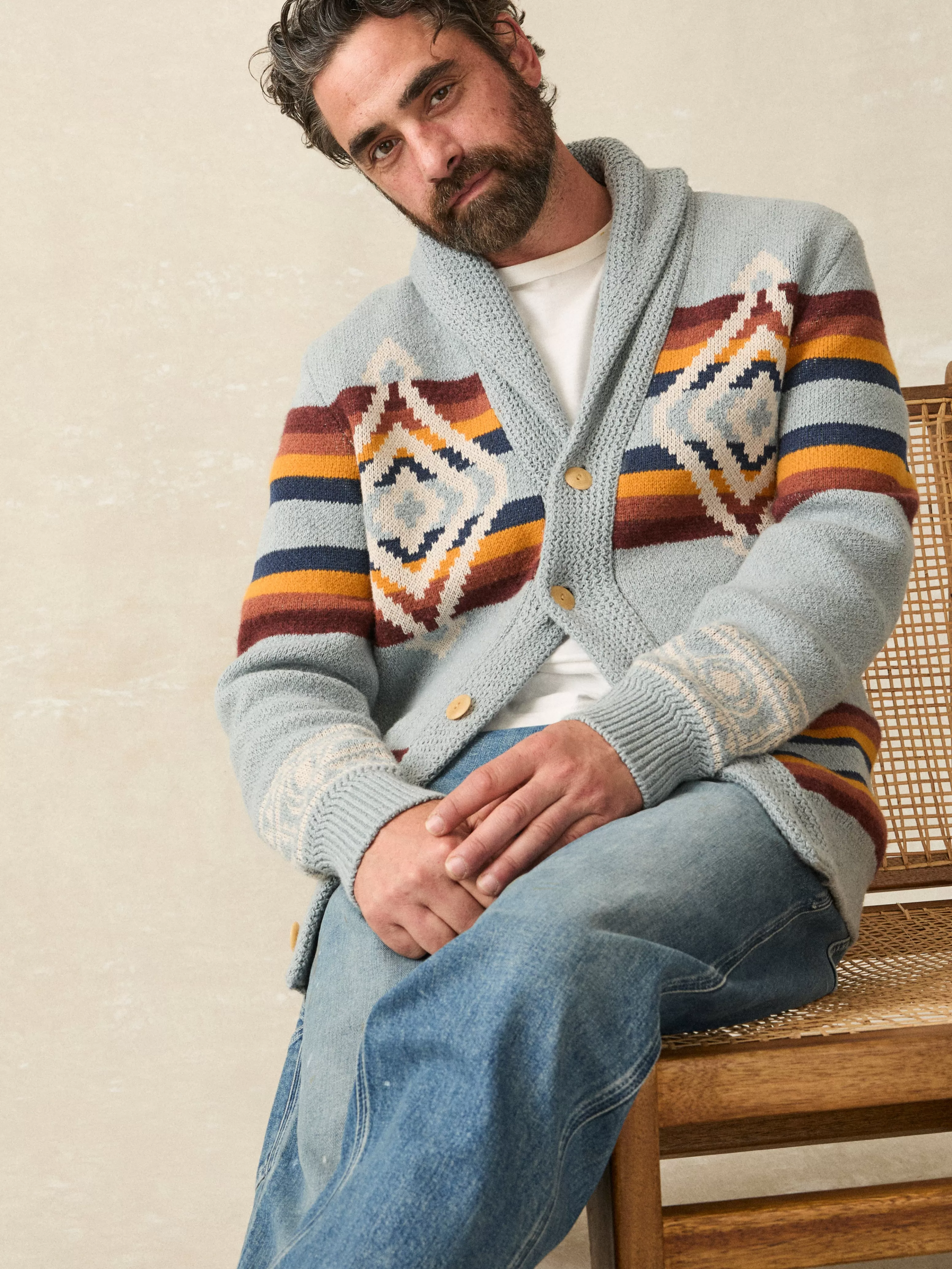Cardigan Modello Steven Paul Judd in Lana Merino - Stile Casual-Chic per Autunno/Inverno 2024 | Collezione Premium Faherty