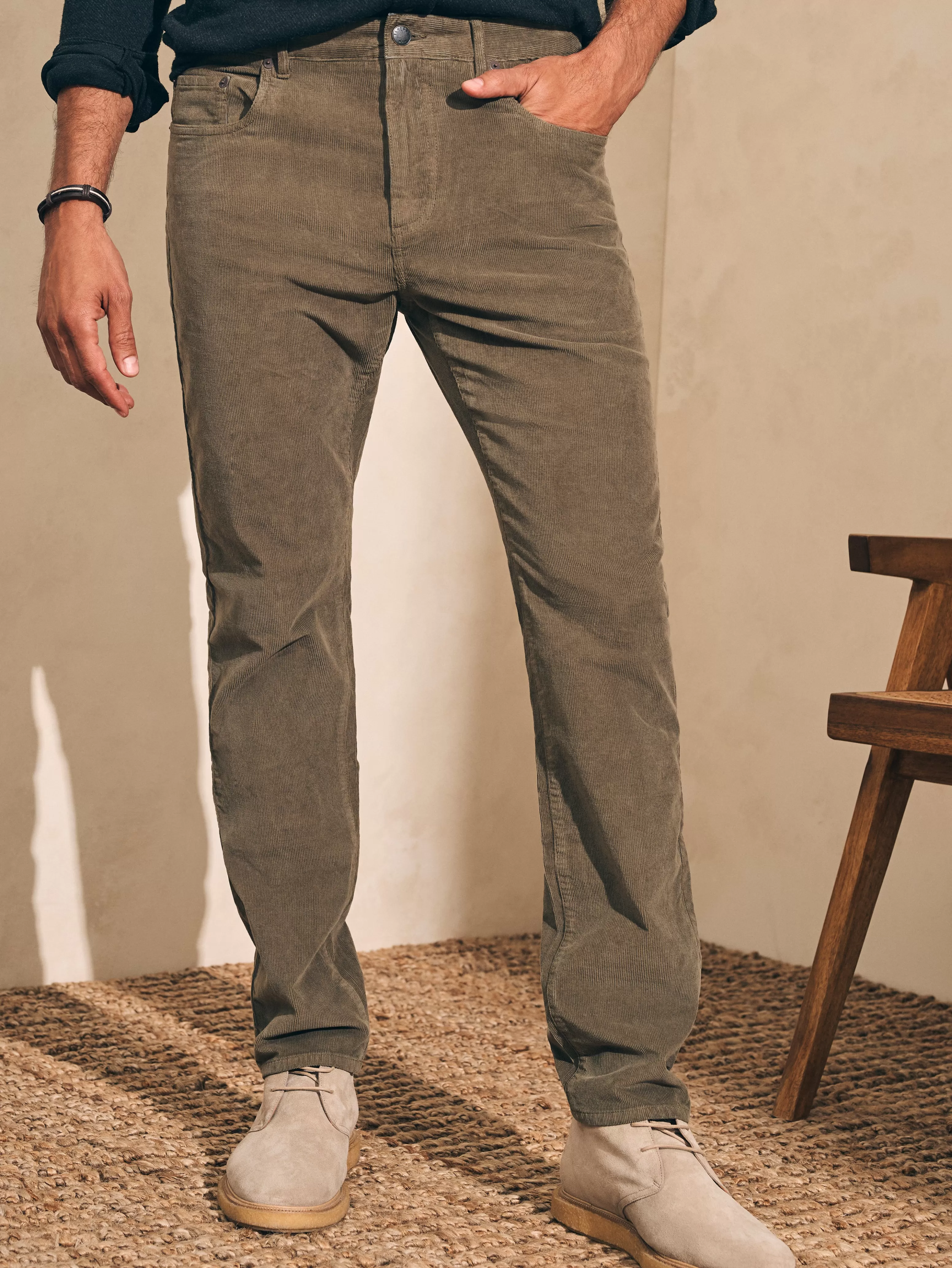 Pantaloni in vello stretch con 5 tasche - Cavallo 81 cm per comfort quotidiano (Faherty)