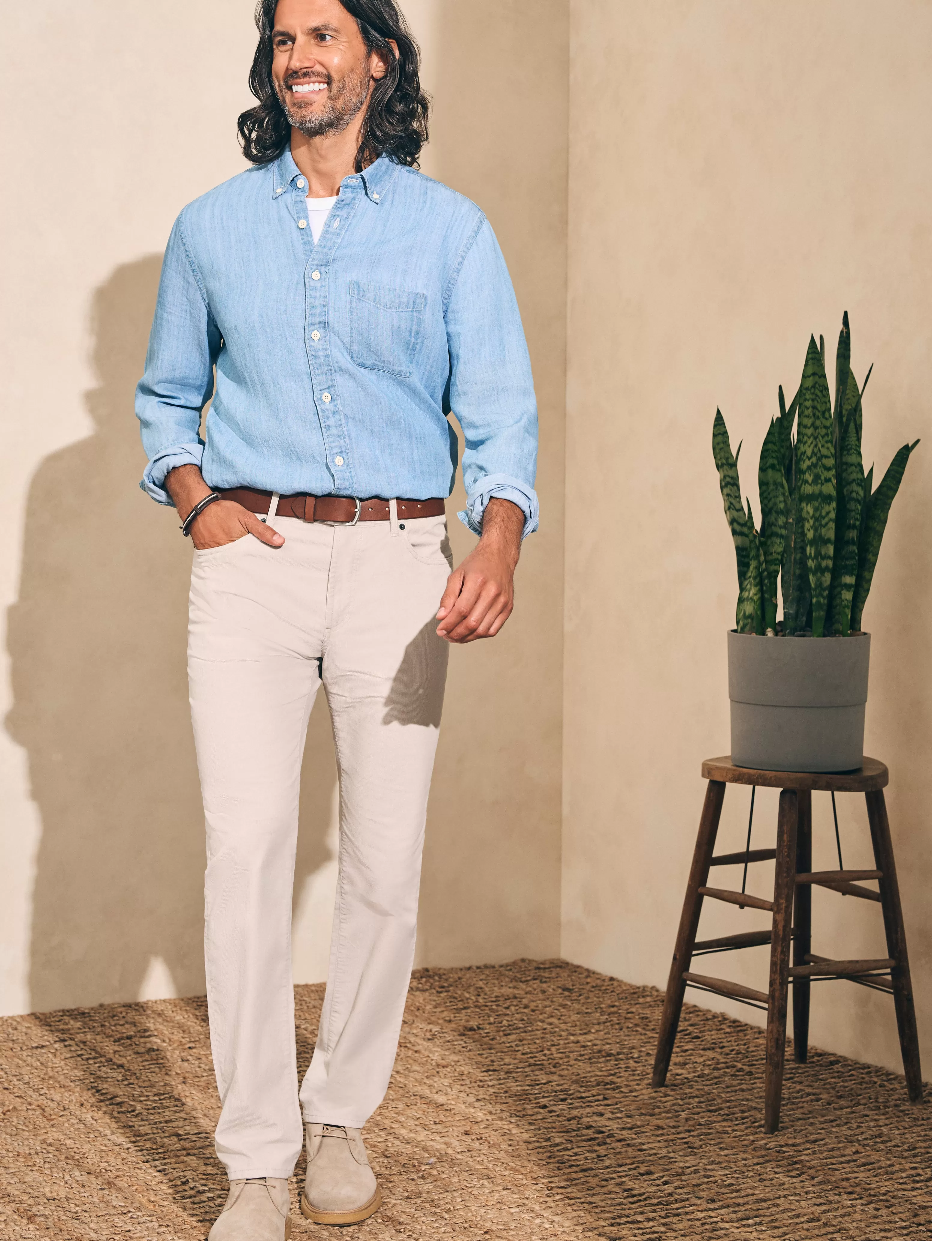 Pantaloni Casual in Velluto a Coste Elasticizzato con 5 Tasche - Cavallo 32