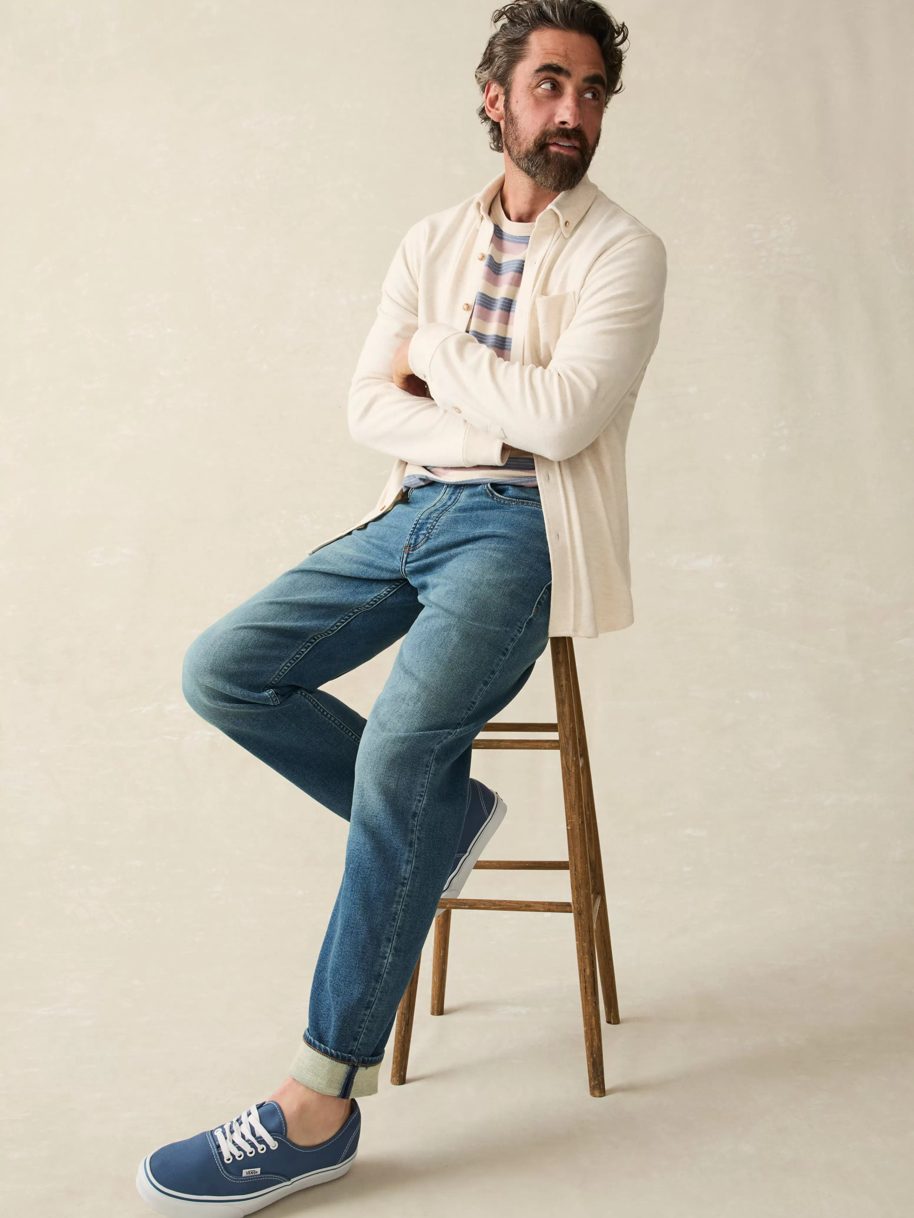 Faherty Uomo: Pantaloni Sportivi in Maglina Elasticizzata con 5 Tasche - Vita Comoda e Design Funzionale per Movimento Libero