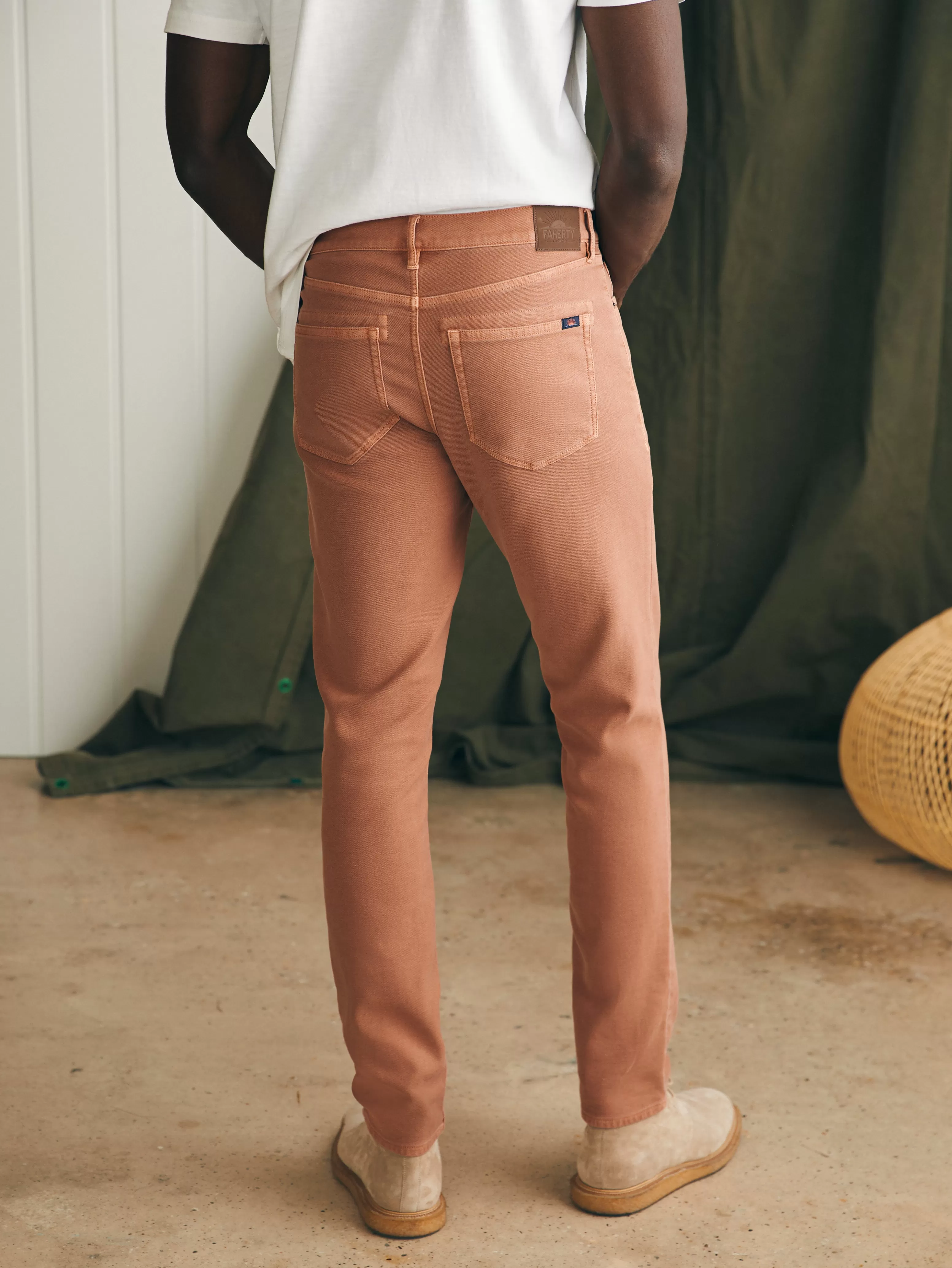 Faherty Brand: Pantaloni Conforto Elasticizzato a 5 Tasche con Cavallo 81cm - Modello Premium per Giornate Attive