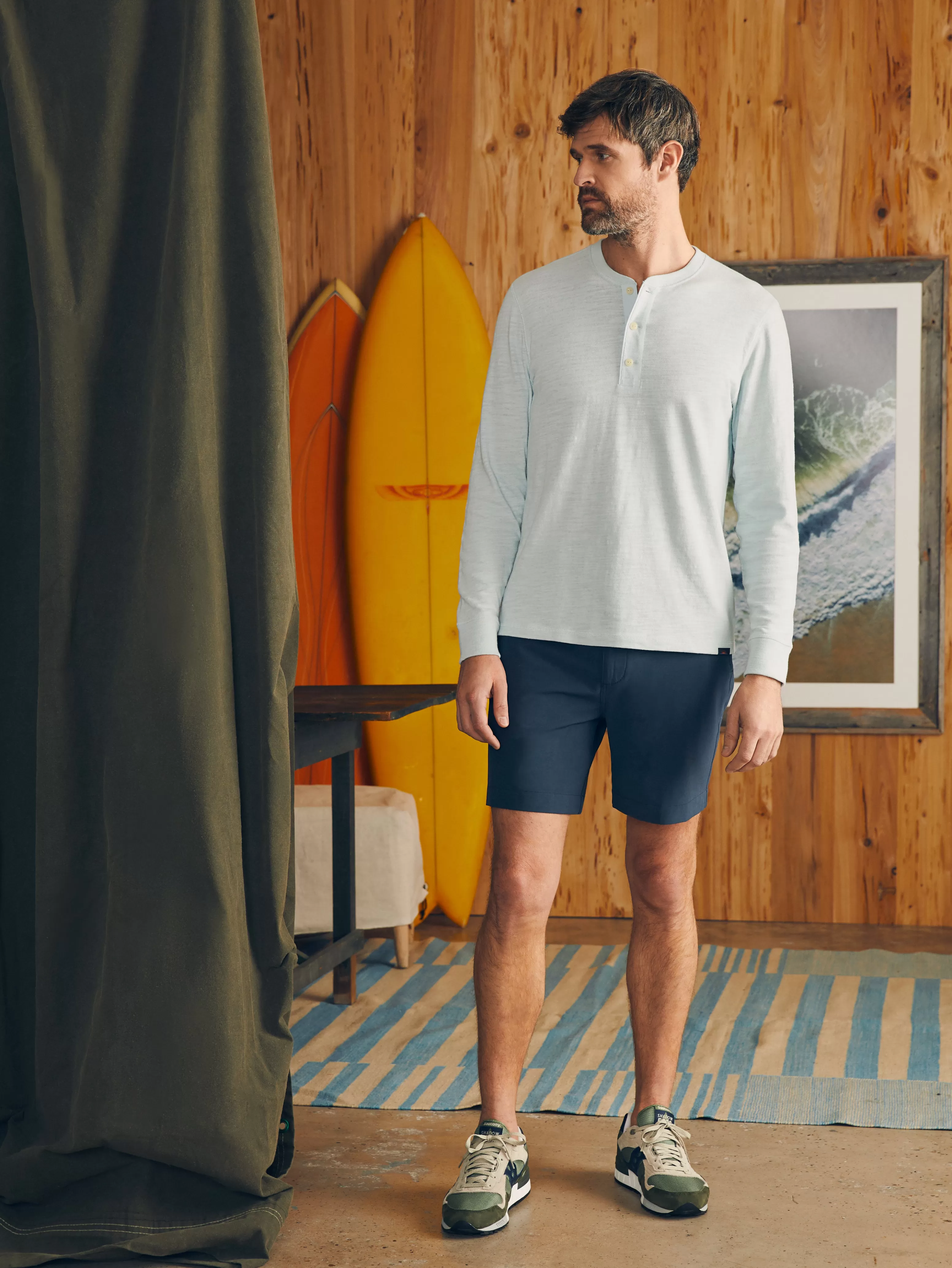 Maglietta Henley in Tessuto Slub con Effetto Sbiancato - Taglia Lunga | Saldi Esclusivi Faherty
